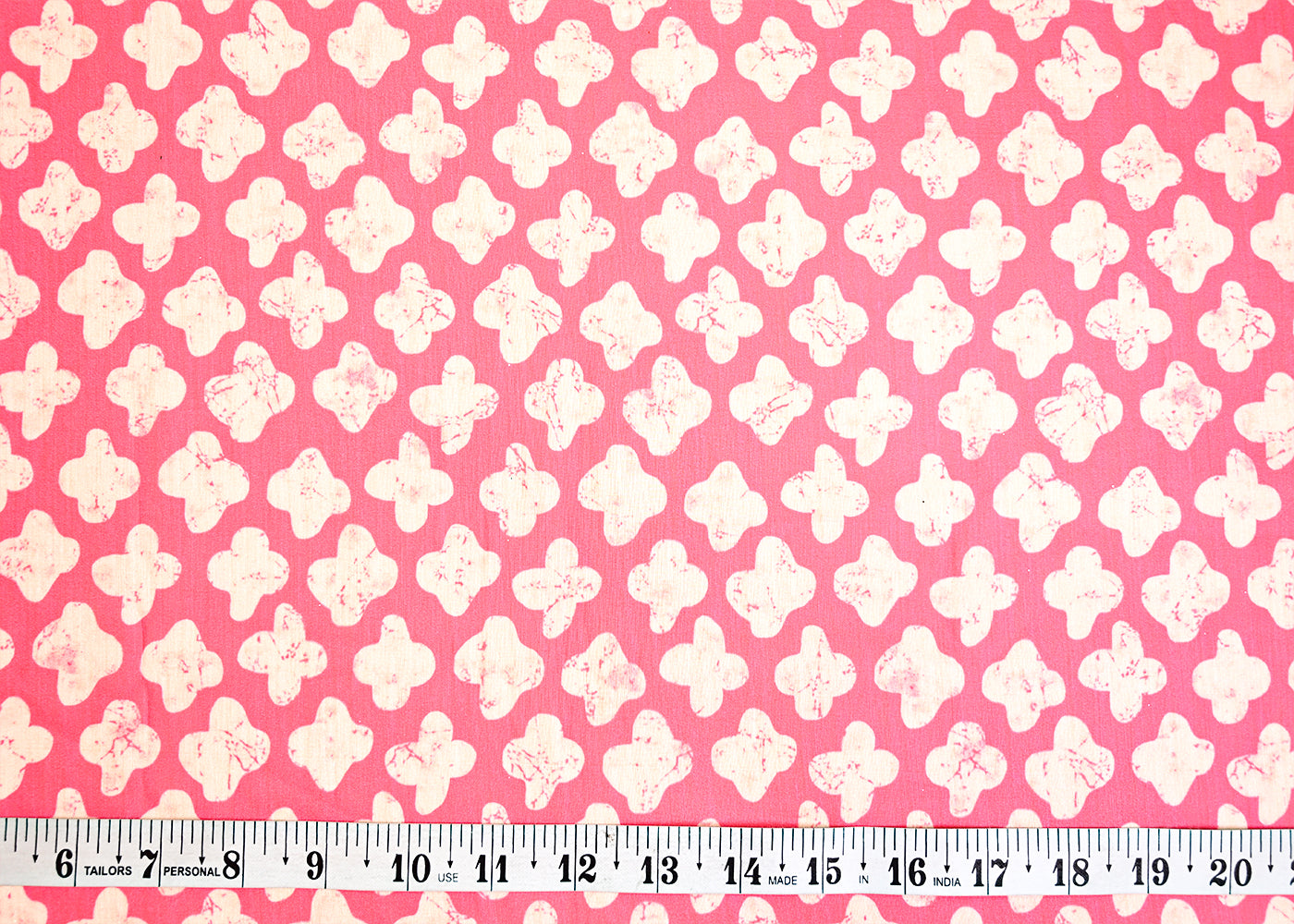 Pink Viscose Cotton Silk Fabric with Allover Abstract Batik Motif 14050