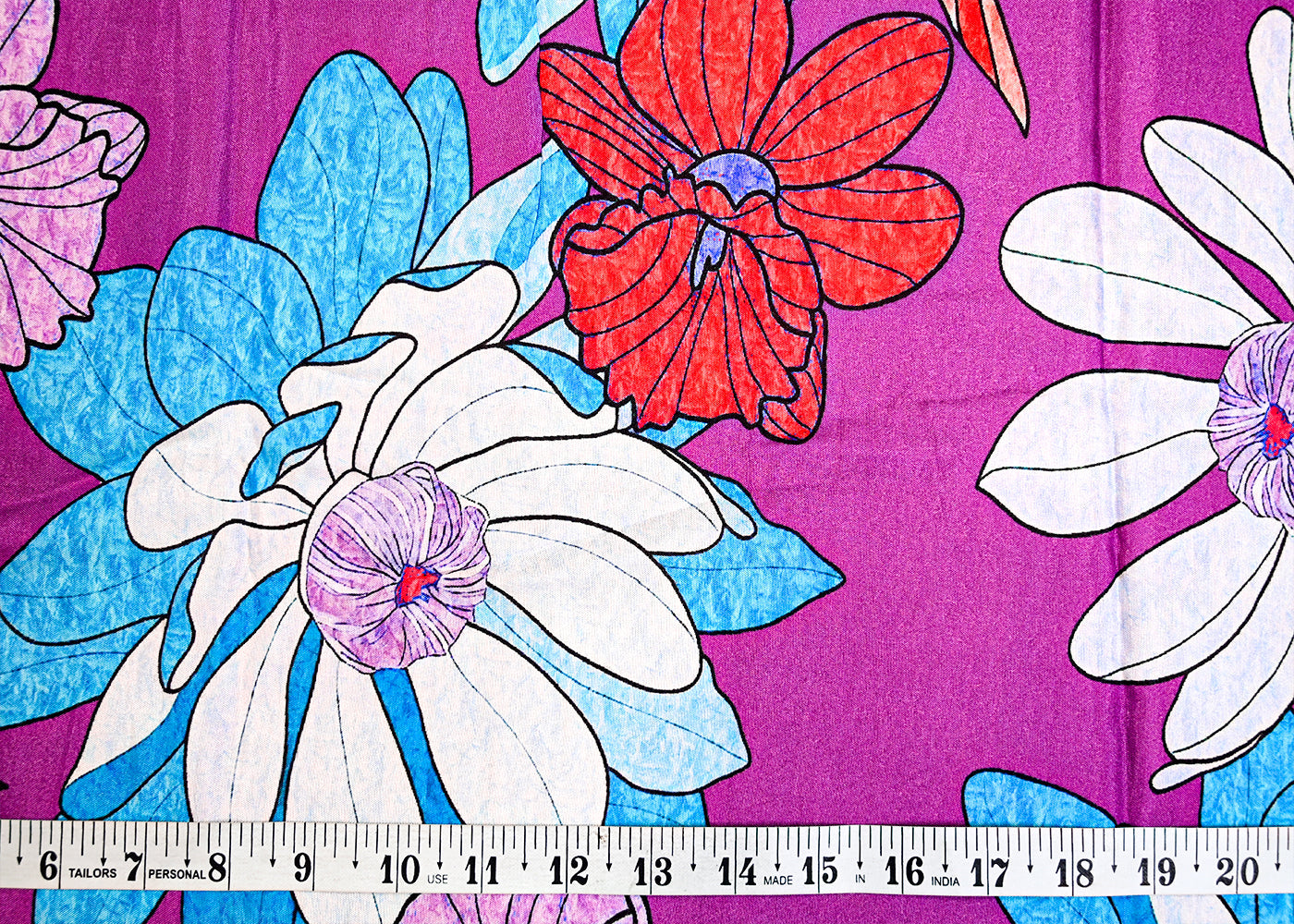Purple Viscose Muslin Fabric with Allover Big Flowers 14051