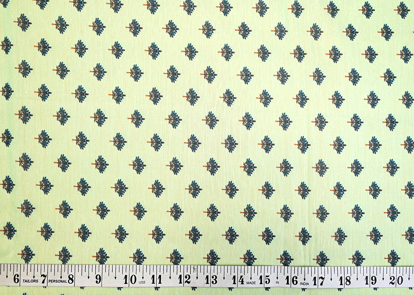 Pista Green Muslin Fabric with Allover Traditional Pattern 14054