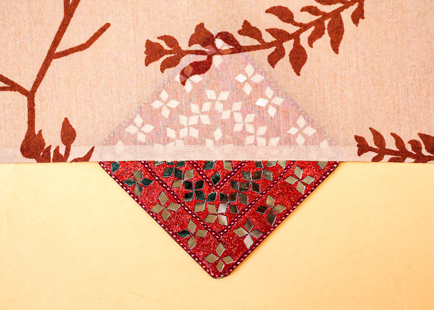 Sand Brown Modal Muslin Fabric with Allover Floral Pattern 14056