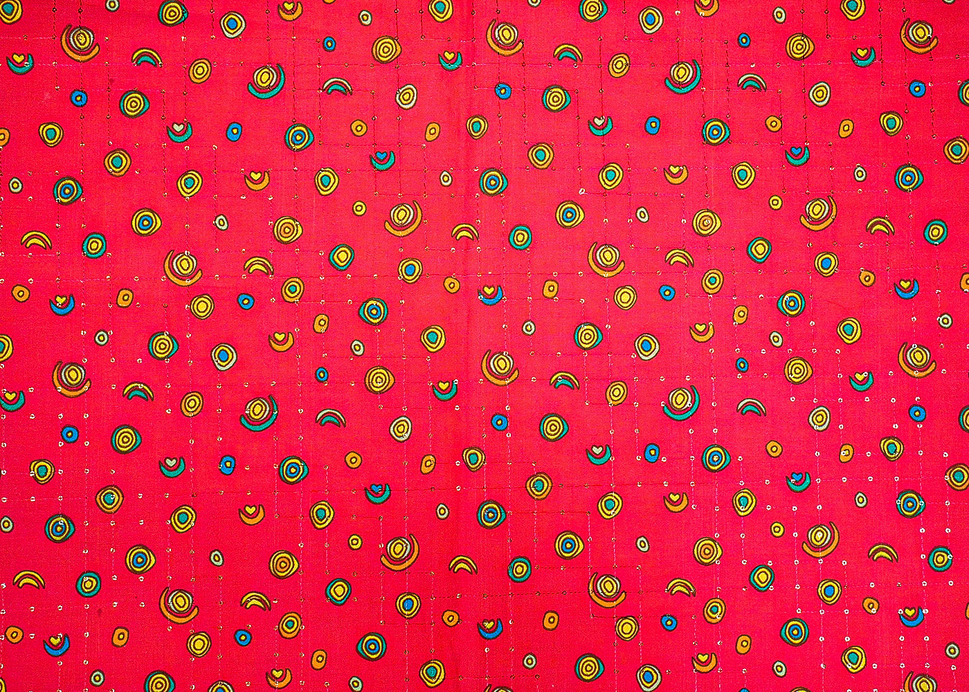 Pink Cotton Fabric with Allover Abstract Motif and Thread & Sequins Work 14059