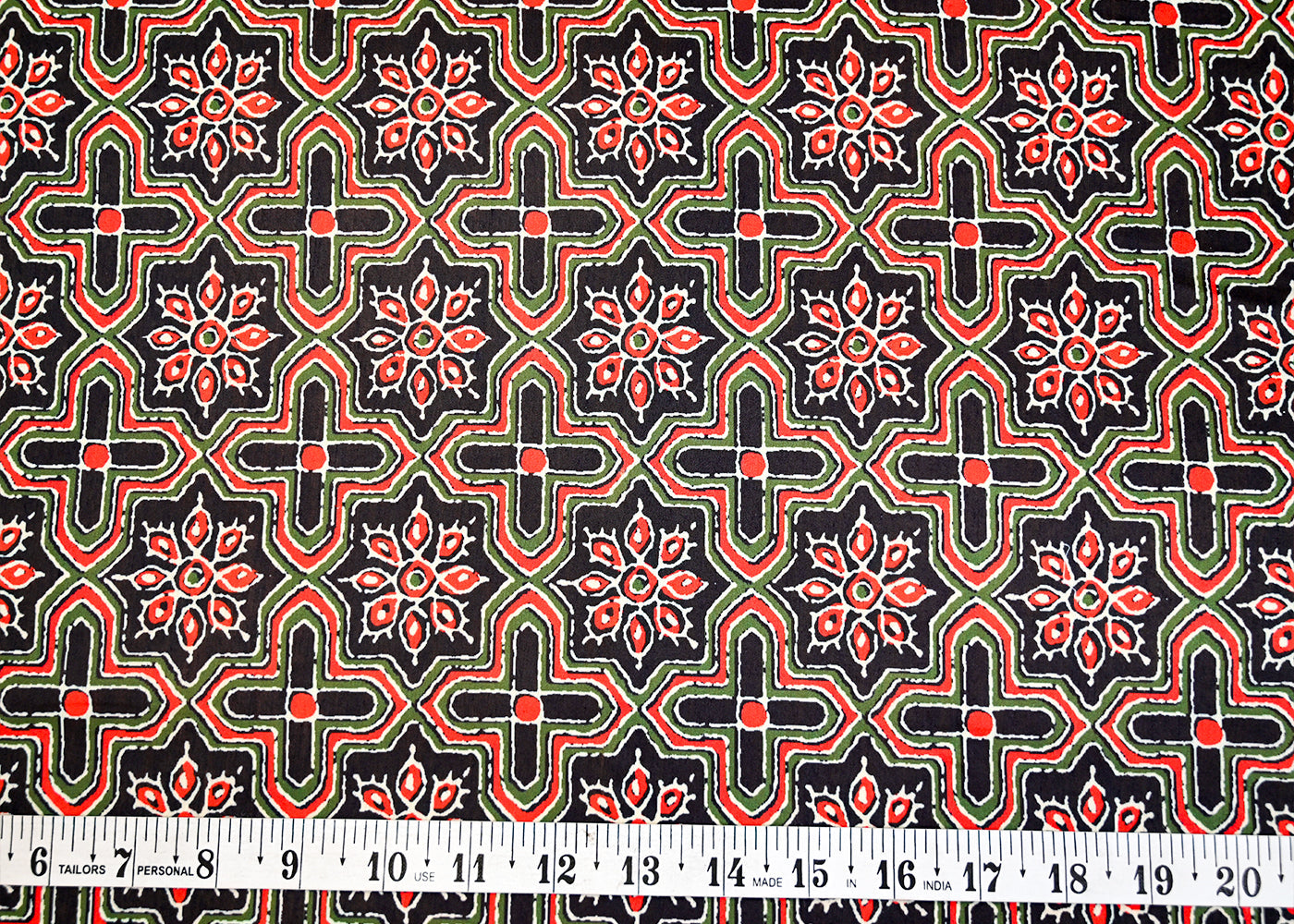 Black Muslin Fabric with Allover Traditional Pattern 14060