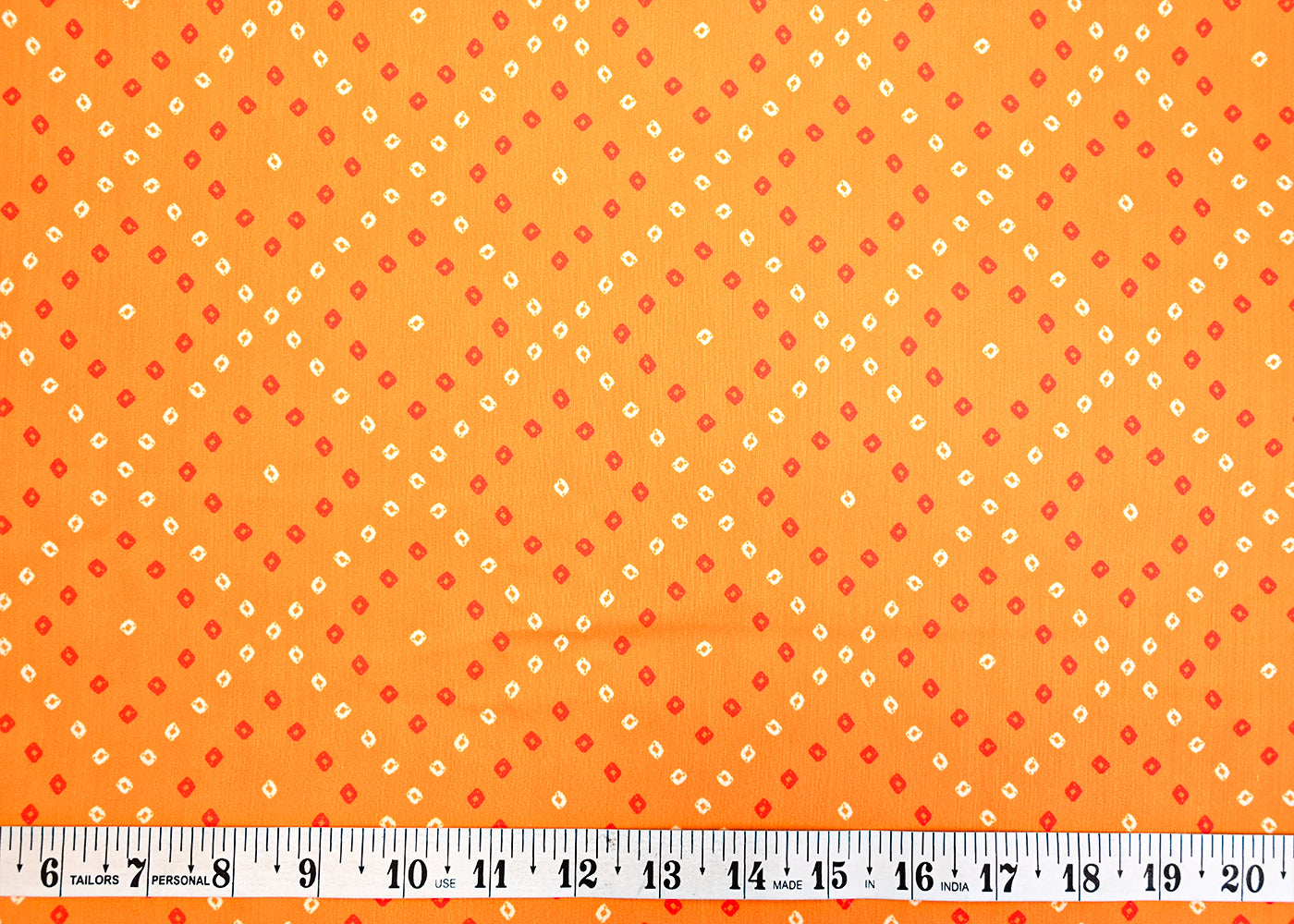Light Orange Muslin Fabric with Allover Bandhani Print 14062