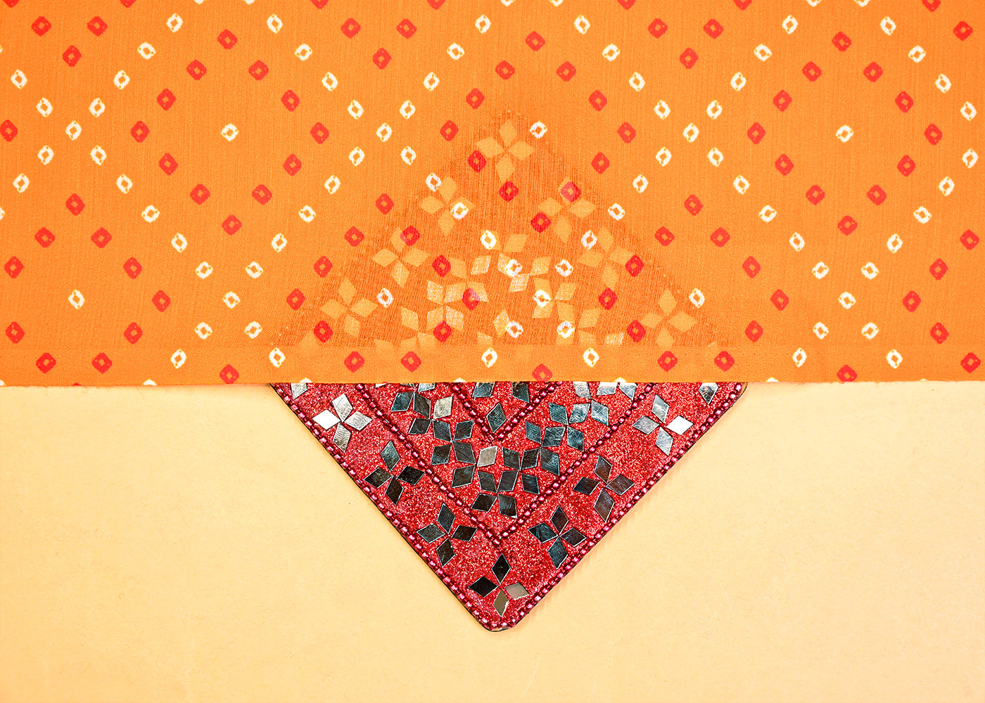 Light Orange Muslin Fabric with Allover Bandhani Print 14062