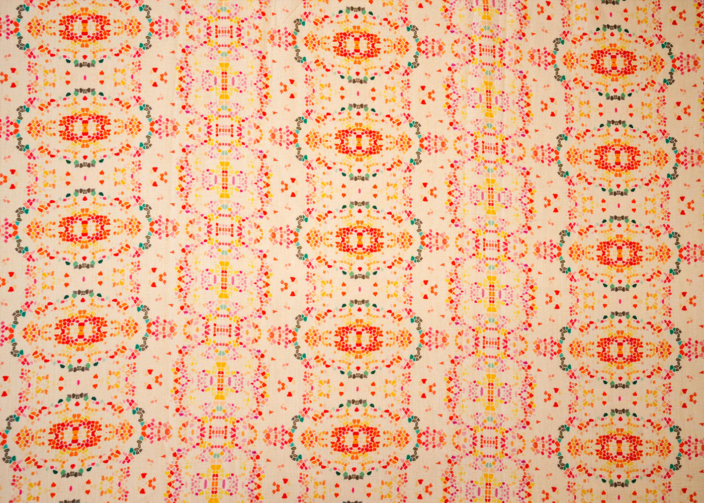 White Muslin Fabric with Allover Abstract Print 14065