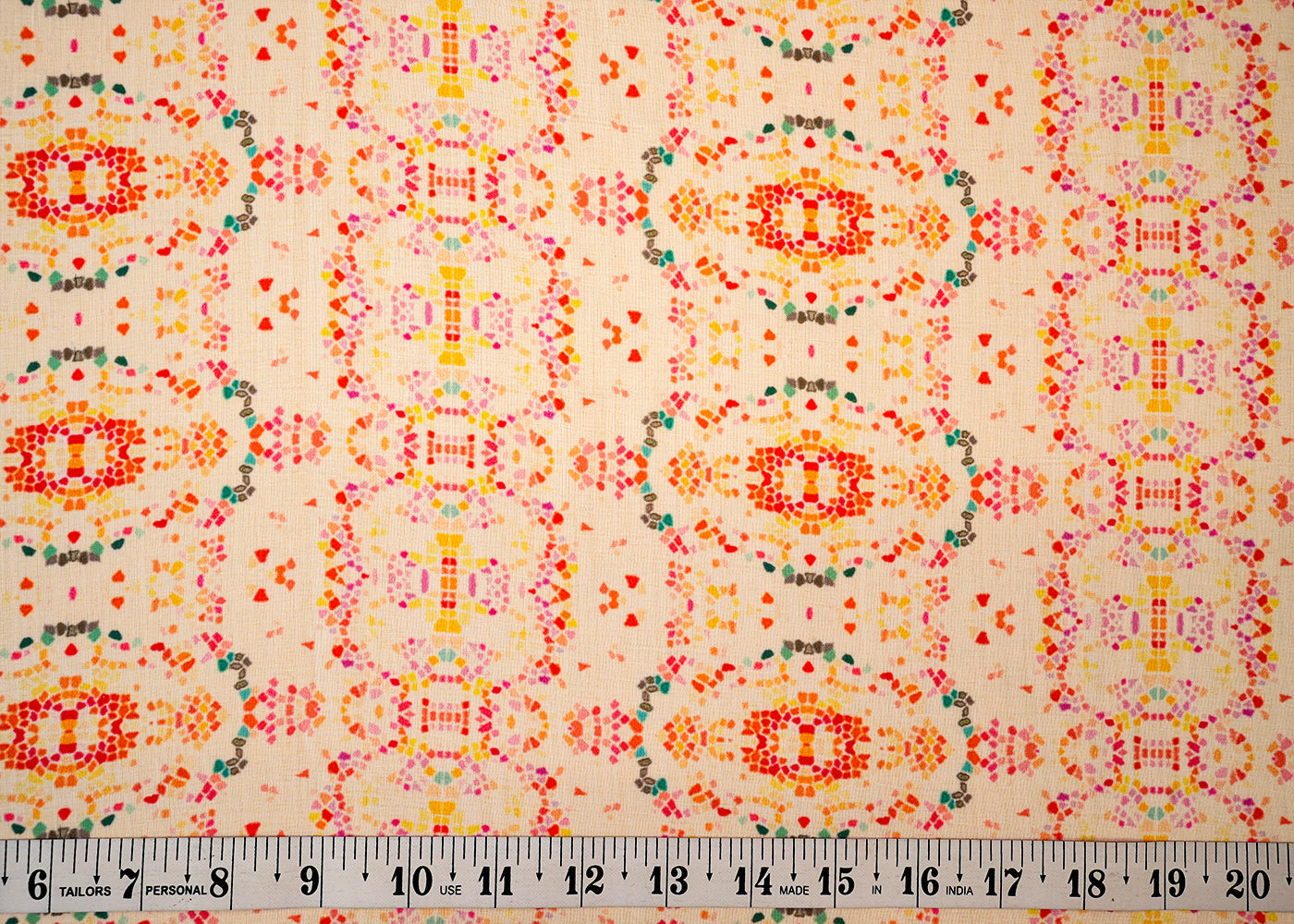 White Muslin Fabric with Allover Abstract Print 14065