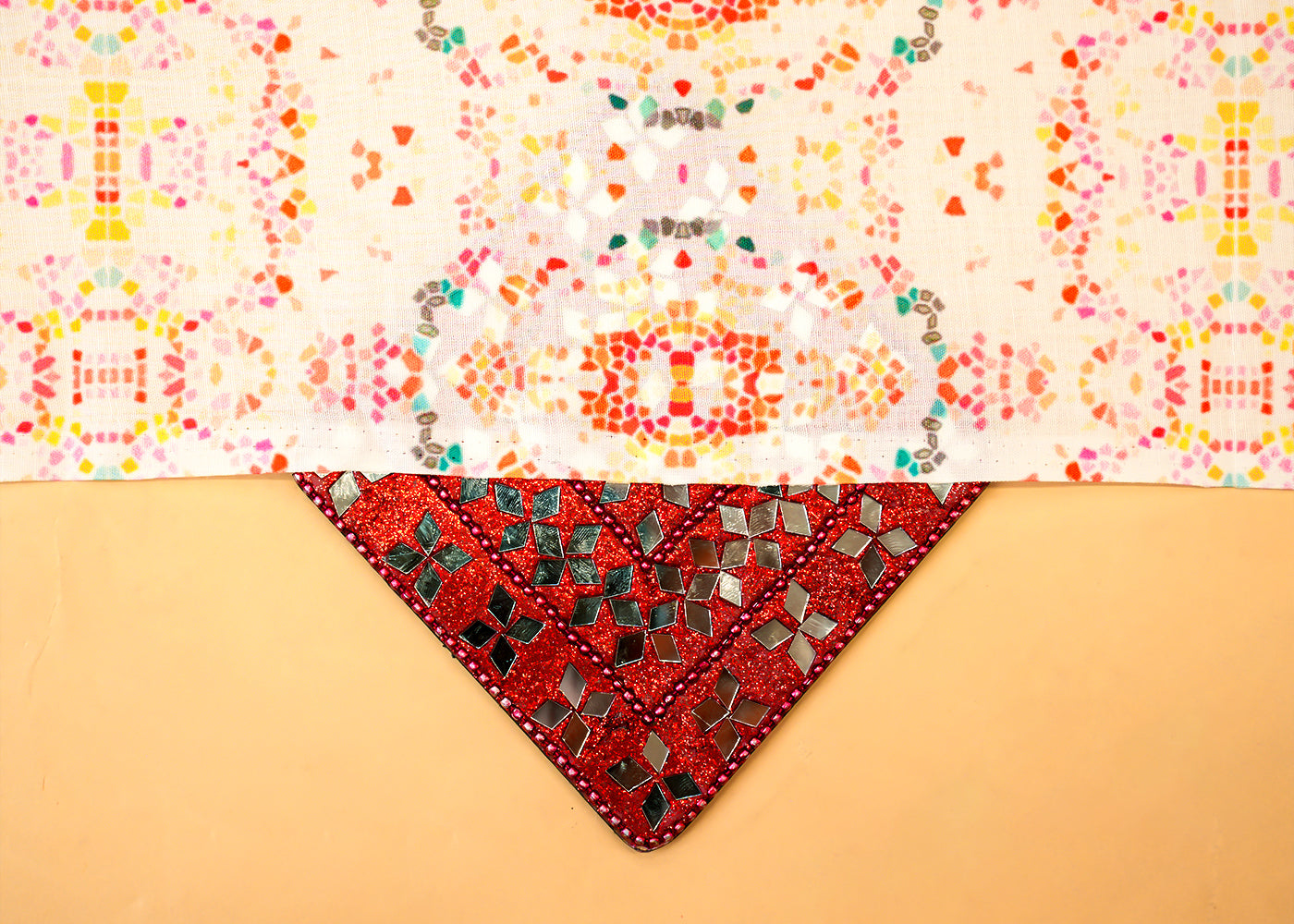 White Muslin Fabric with Allover Abstract Print 14065