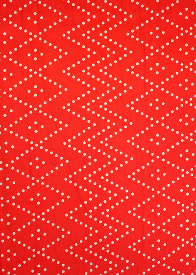 Red Muslin Fabric with Polka Dot Print 14069