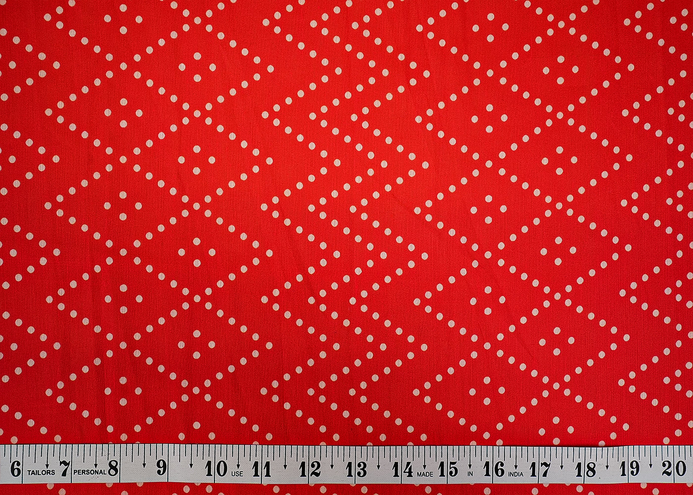 Red Muslin Fabric with Polka Dot Print 14069