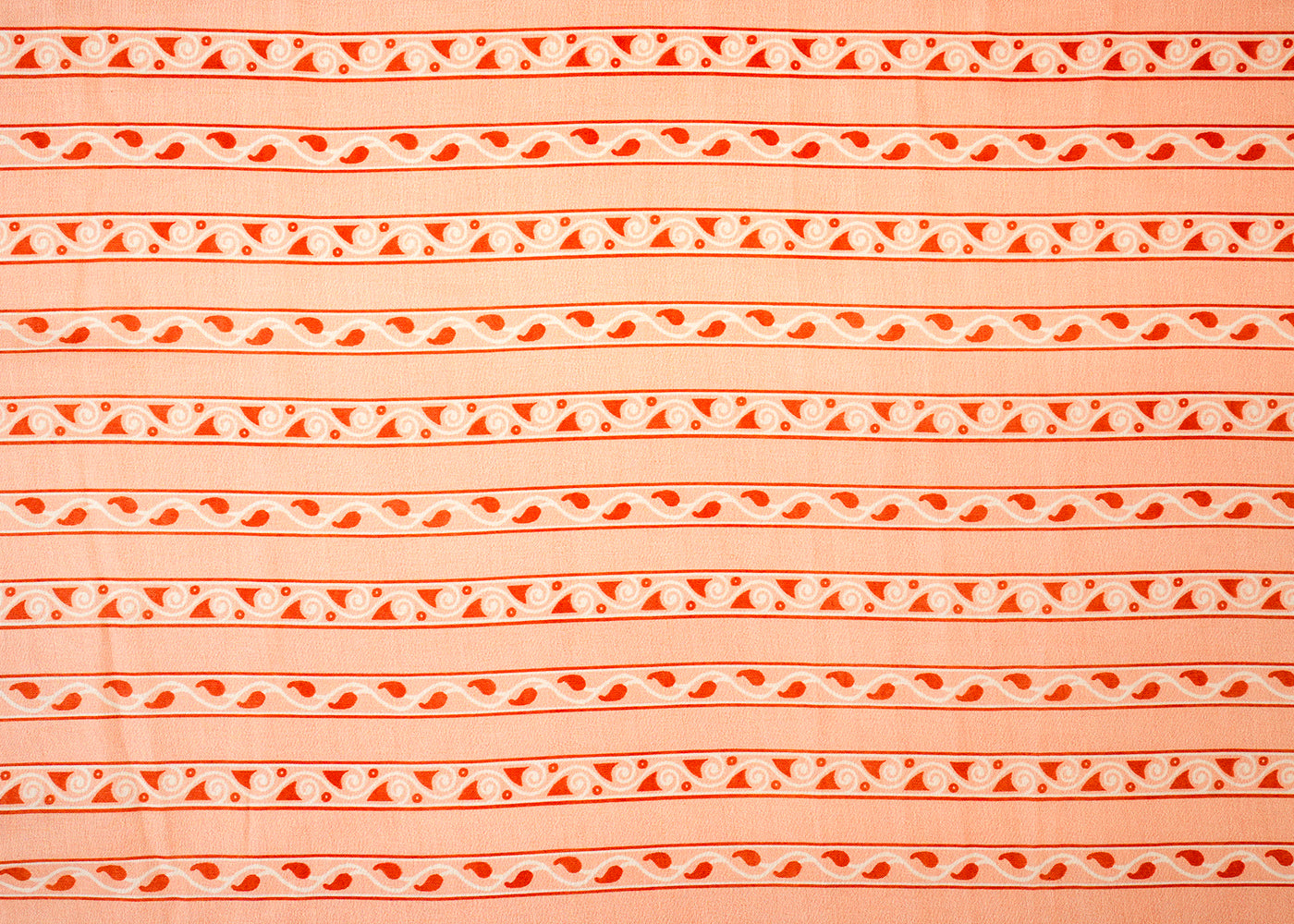 Peach Muslin Fabric with Allover Traditional Print Stripes 14071
