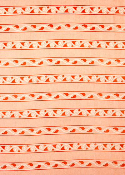 Peach Muslin Fabric with Allover Traditional Print Stripes 14071