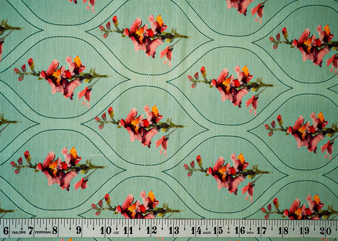 Sky Blue Viscose Cotton Silk Fabric with Allover Traditional Jaal Pattern and Abstract Flowers 14076