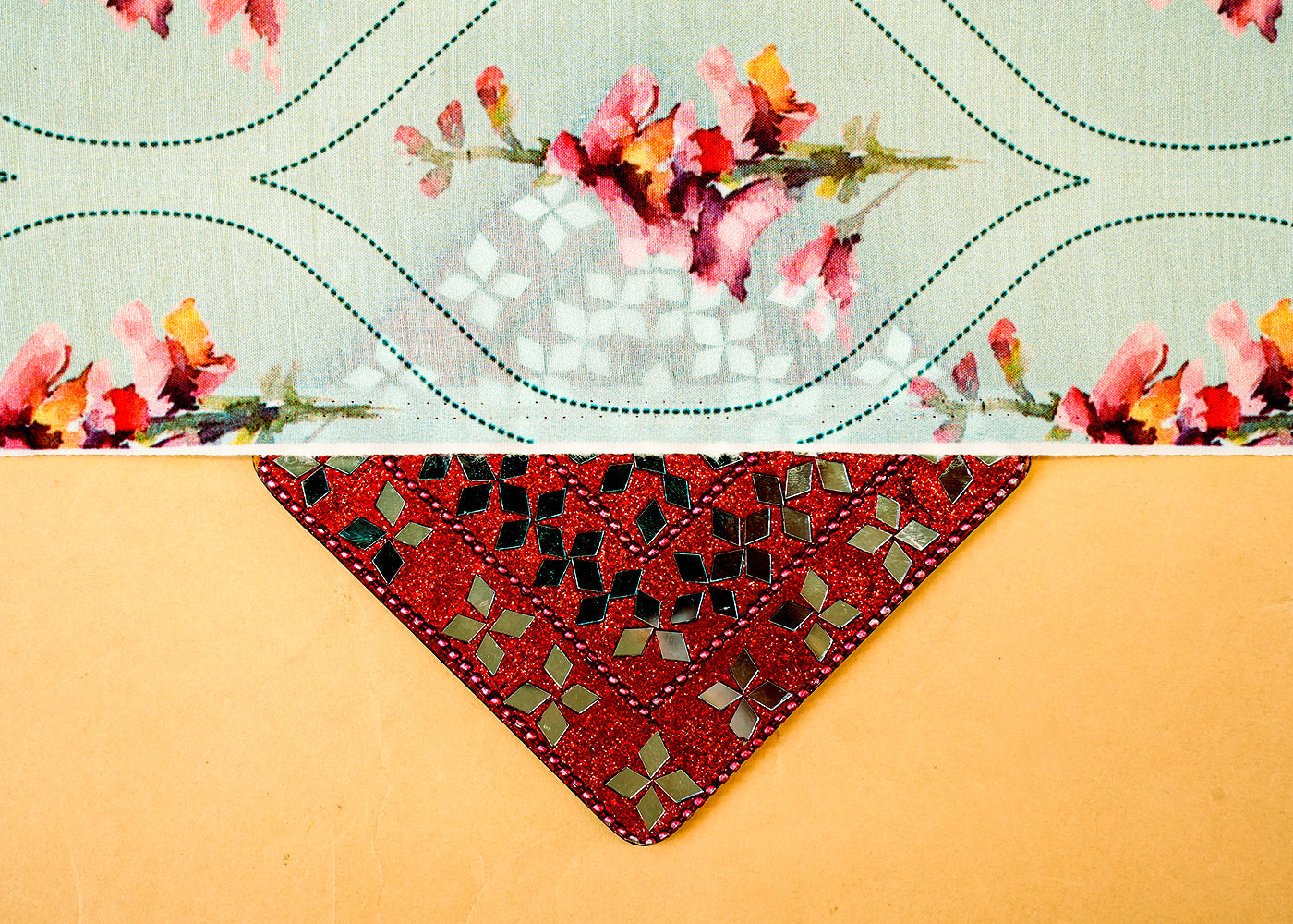 Sky Blue Viscose Cotton Silk Fabric with Allover Traditional Jaal Pattern and Abstract Flowers 14076