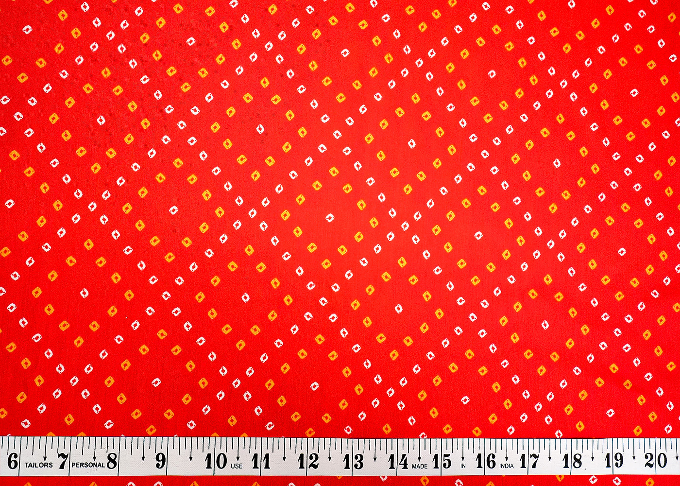Red Muslin Fabric with Allover Bandhani Print 14078