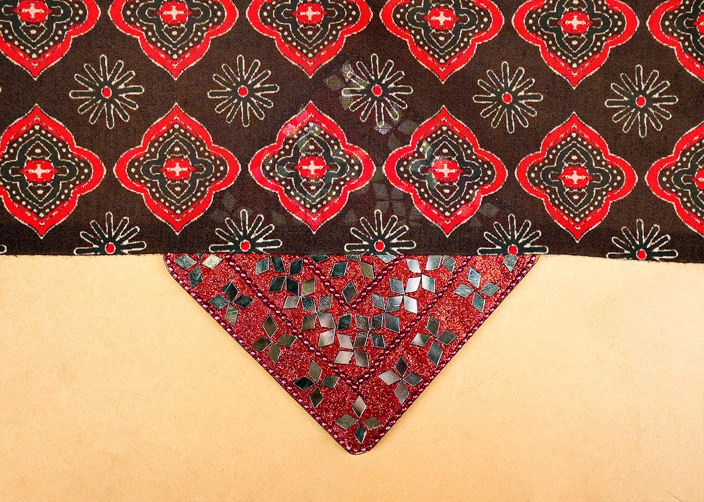 Chocolate Brown Muslin Fabric with Allover Traditional Motifs 14079