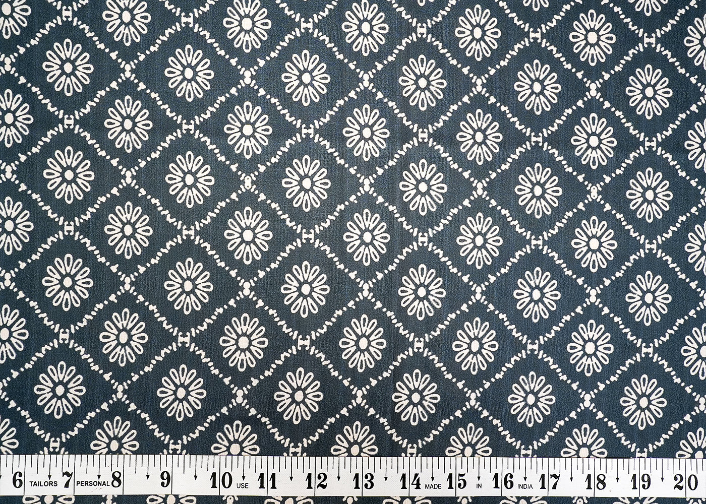 Stone Blue Muslin Fabric with Allover Traditional Pattern 14080