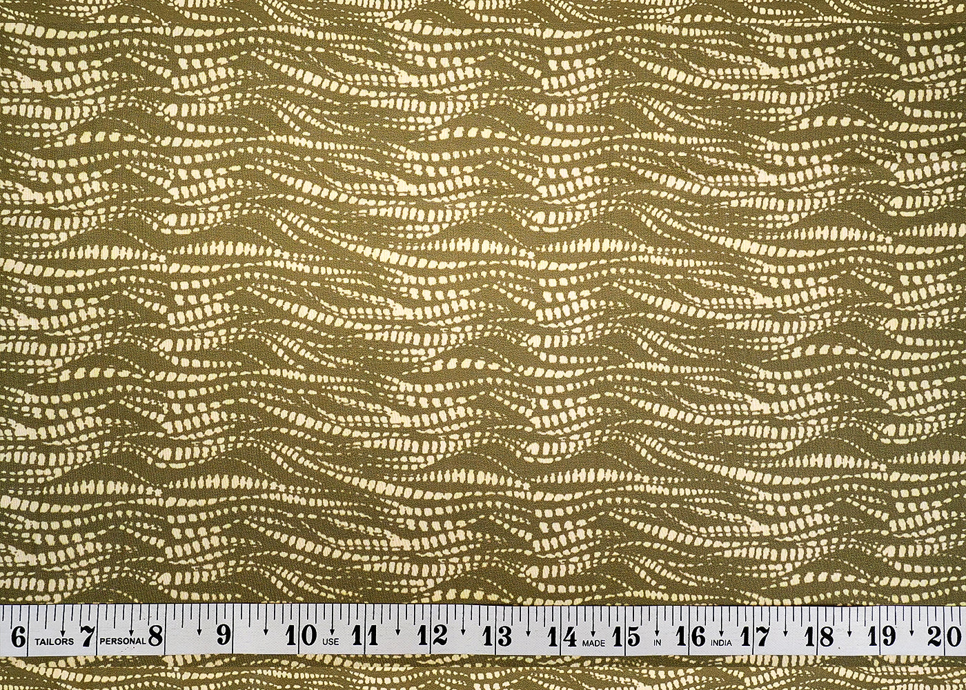 Olive Green Muslin Fabric with Allover Abstract Print 14084