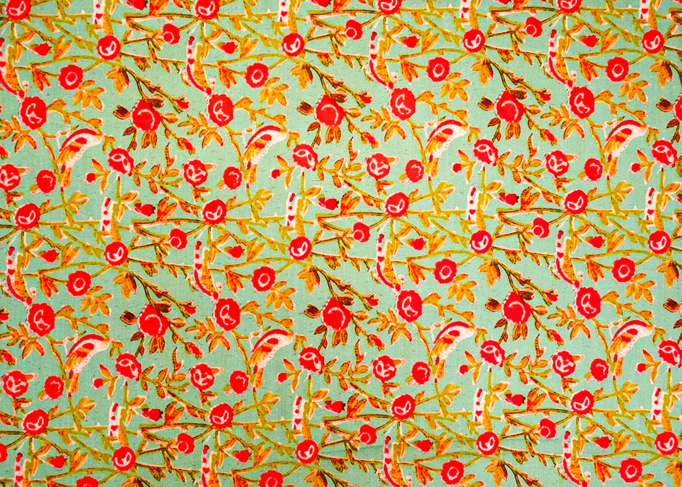 Sea Green Muslin Fabric with Allover Floral Pattern 14085