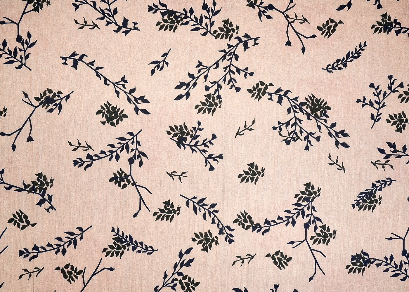 Grey Muslin Fabric with Allover Leaves Print 14086