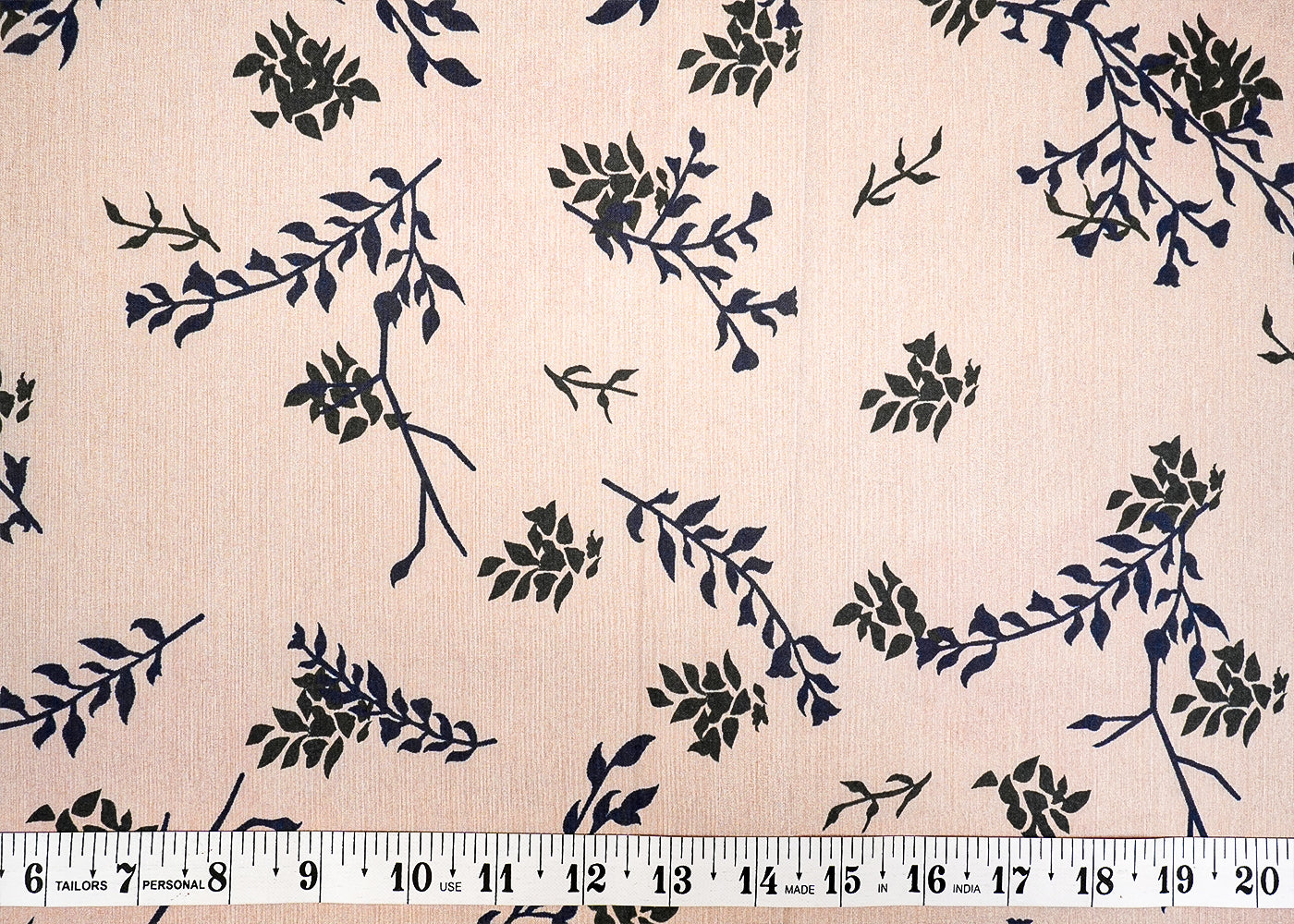 Grey Muslin Fabric with Allover Leaves Print 14086