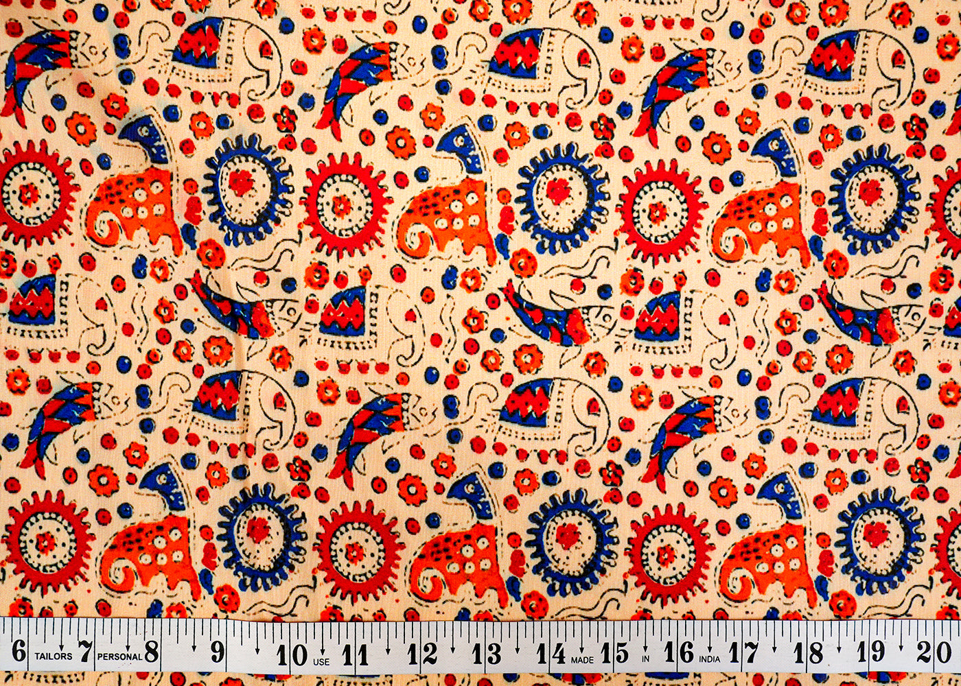 Cream Muslin Fabric with Allover Traditional Motifs 14088