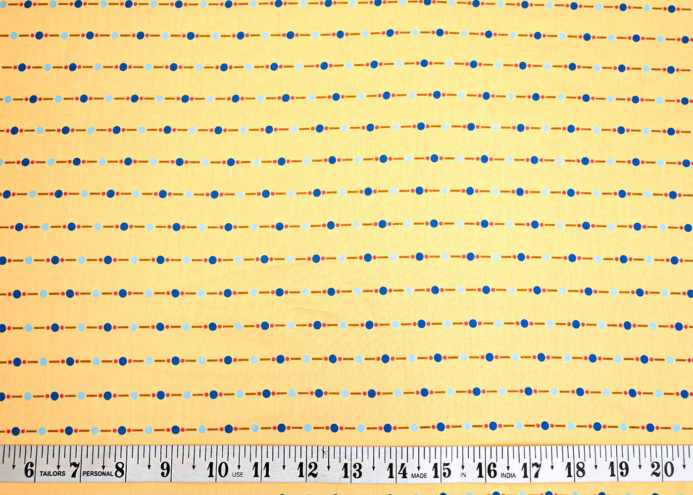 Yellow Muslin Fabric with Allover Lines and Dots 14097