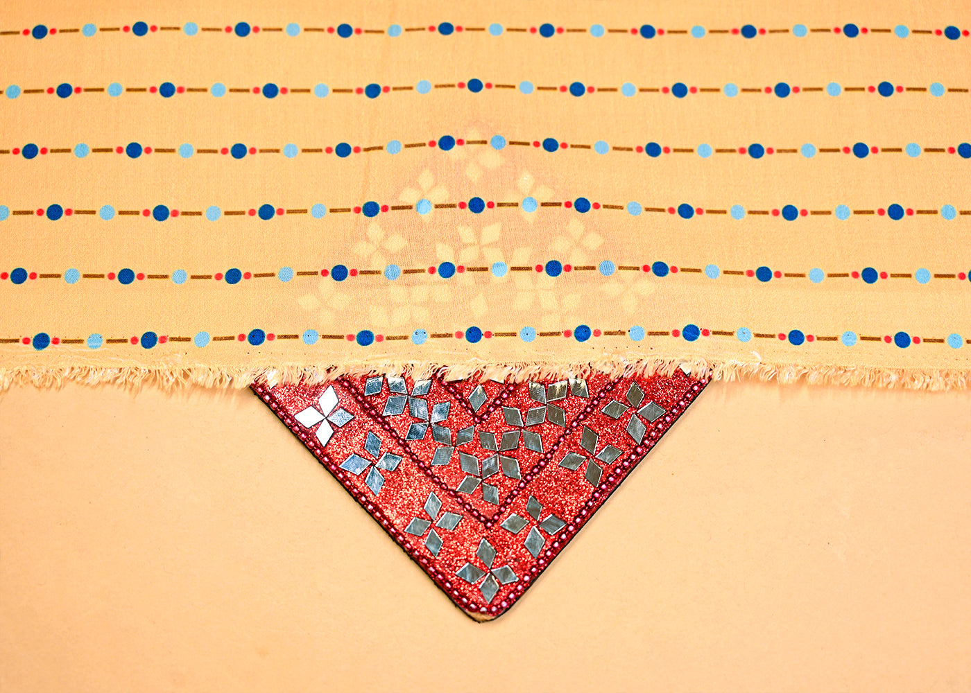 Yellow Muslin Fabric with Allover Lines and Dots 14097