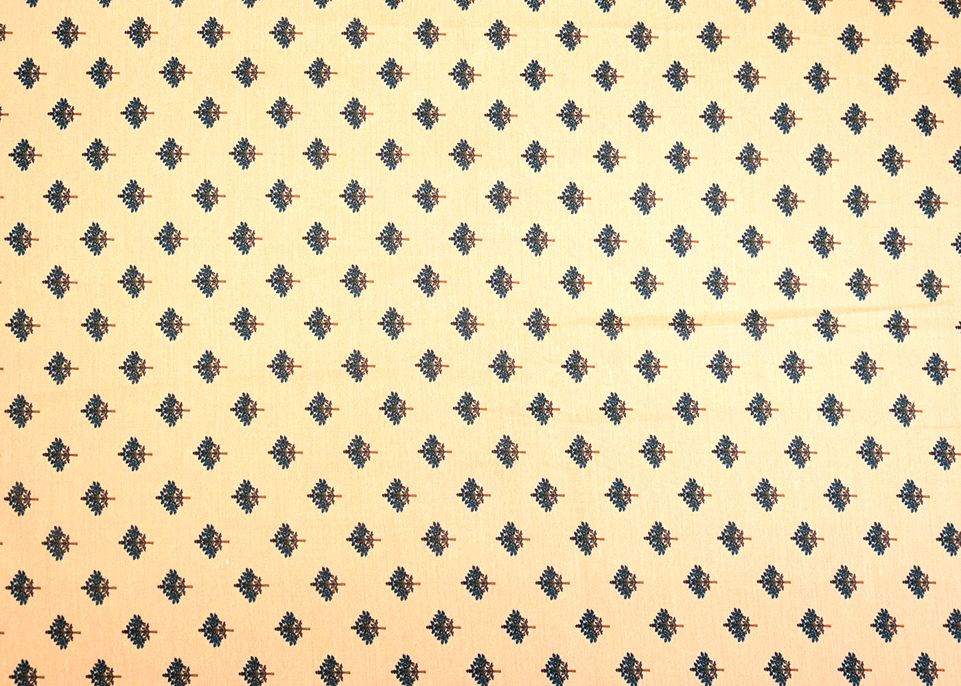 Light Peach Muslin Fabric with Allover Traditional Flowers 14099