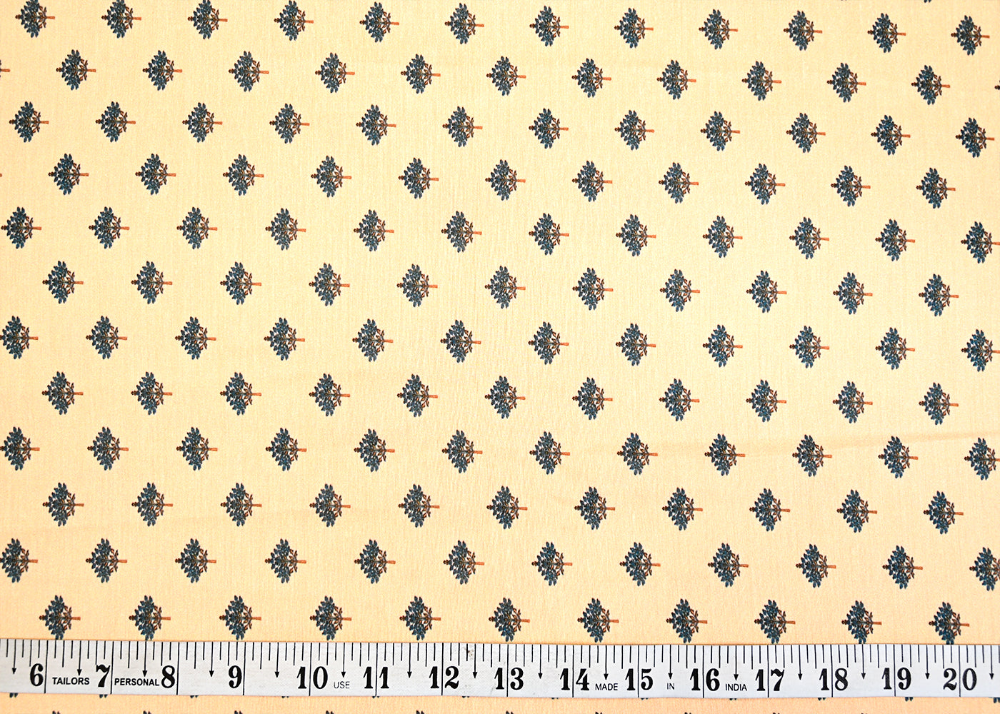 Light Peach Muslin Fabric with Allover Traditional Flowers 14099