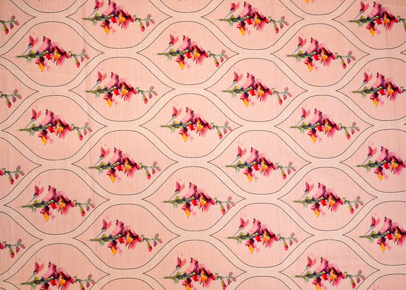 Light Pink Viscose Cotton Silk Fabric with Allover Traditional Jaal Pattern and Abstract Flowers 14104