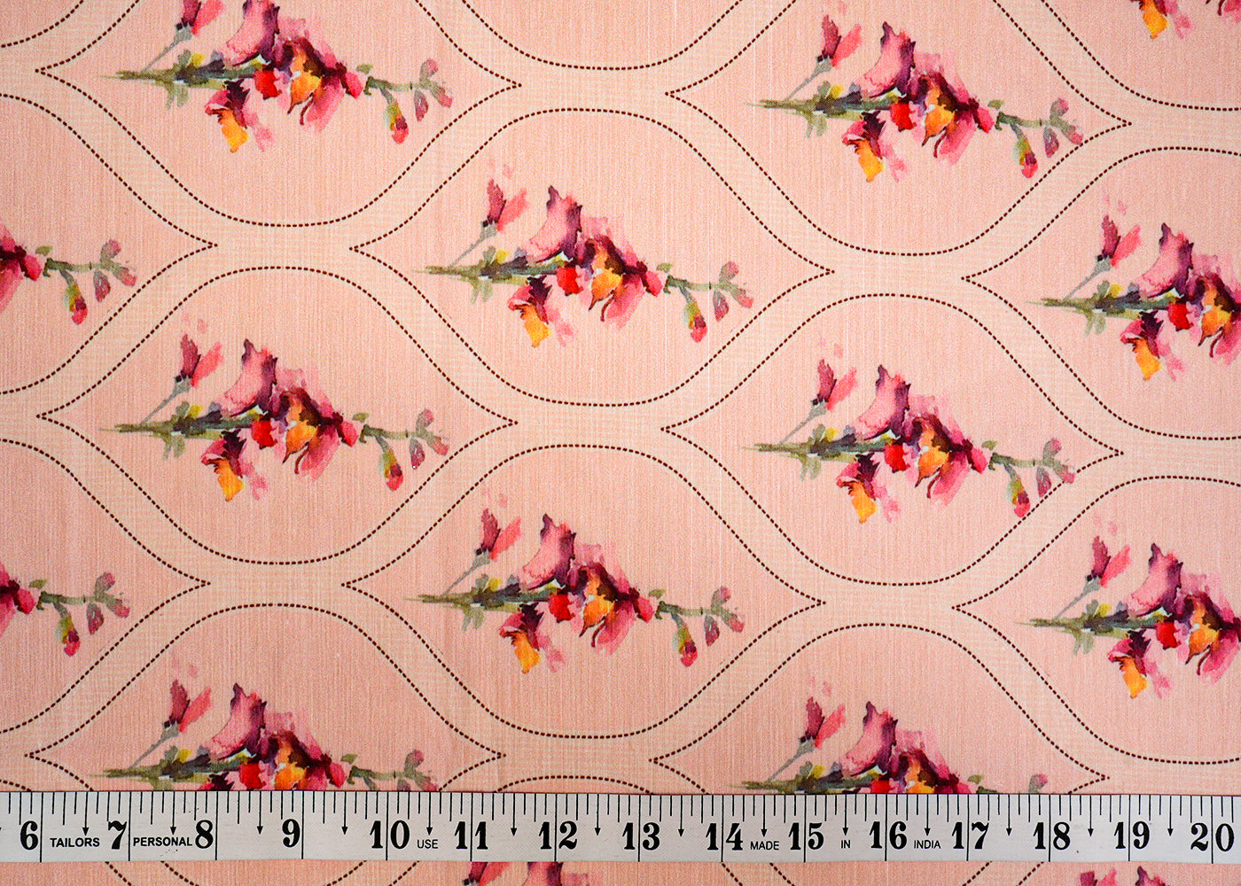 Light Pink Viscose Cotton Silk Fabric with Allover Traditional Jaal Pattern and Abstract Flowers 14104