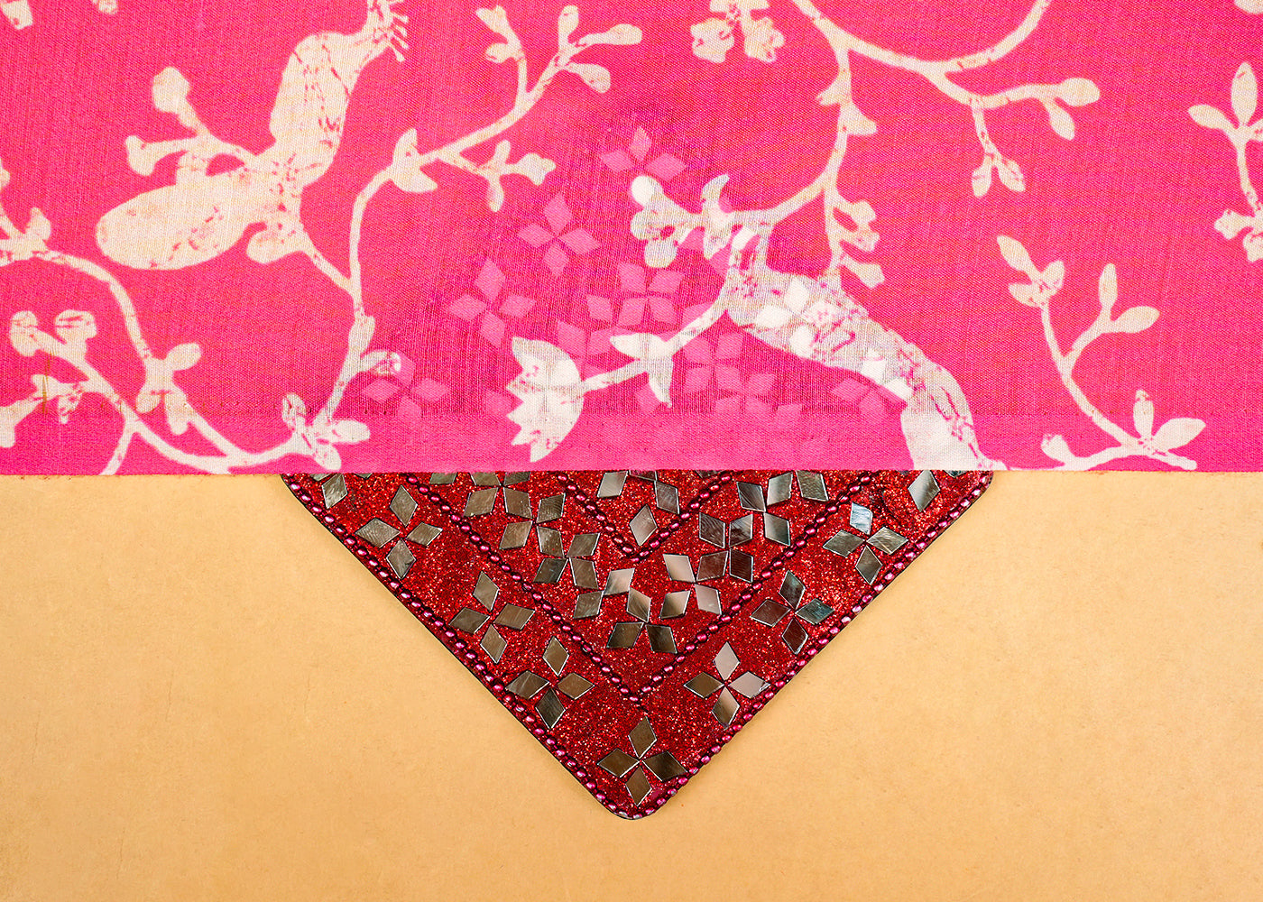 Pink Viscose Cotton Silk Fabric with Allover Batik Peacock Print 14105