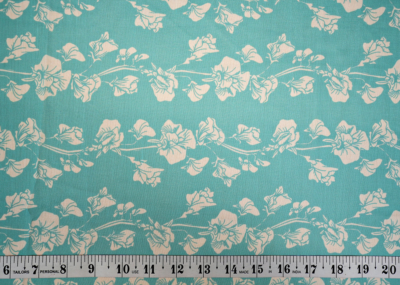 Sky Blue Muslin Fabric with Allover Batik Flowers 14106