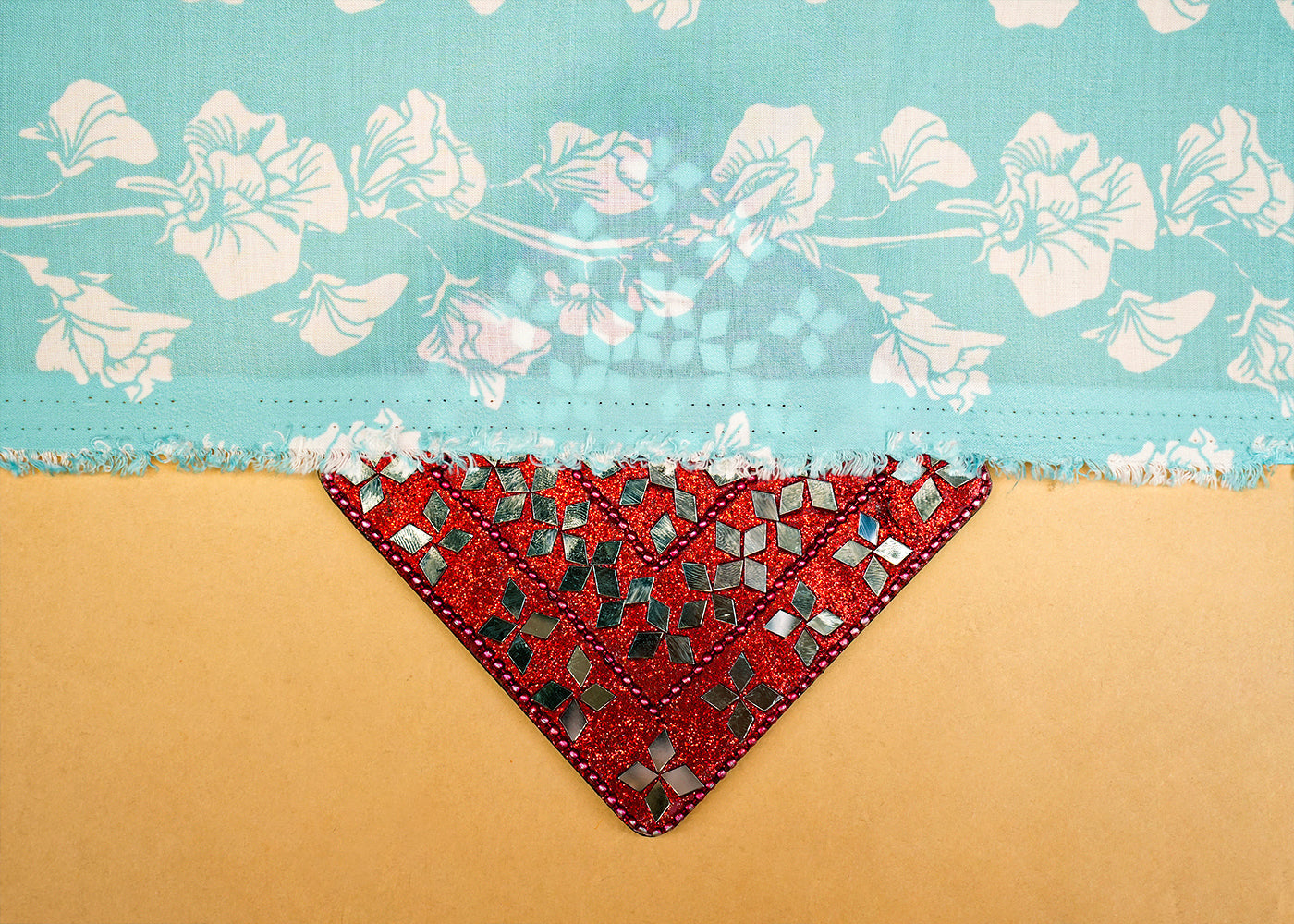 Sky Blue Muslin Fabric with Allover Batik Flowers 14106