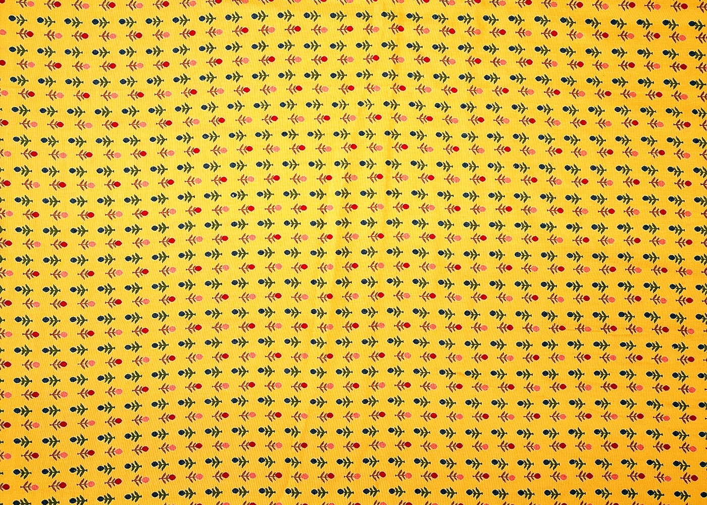 Yellow Muslin Fabric with Allover Floral Print 14107