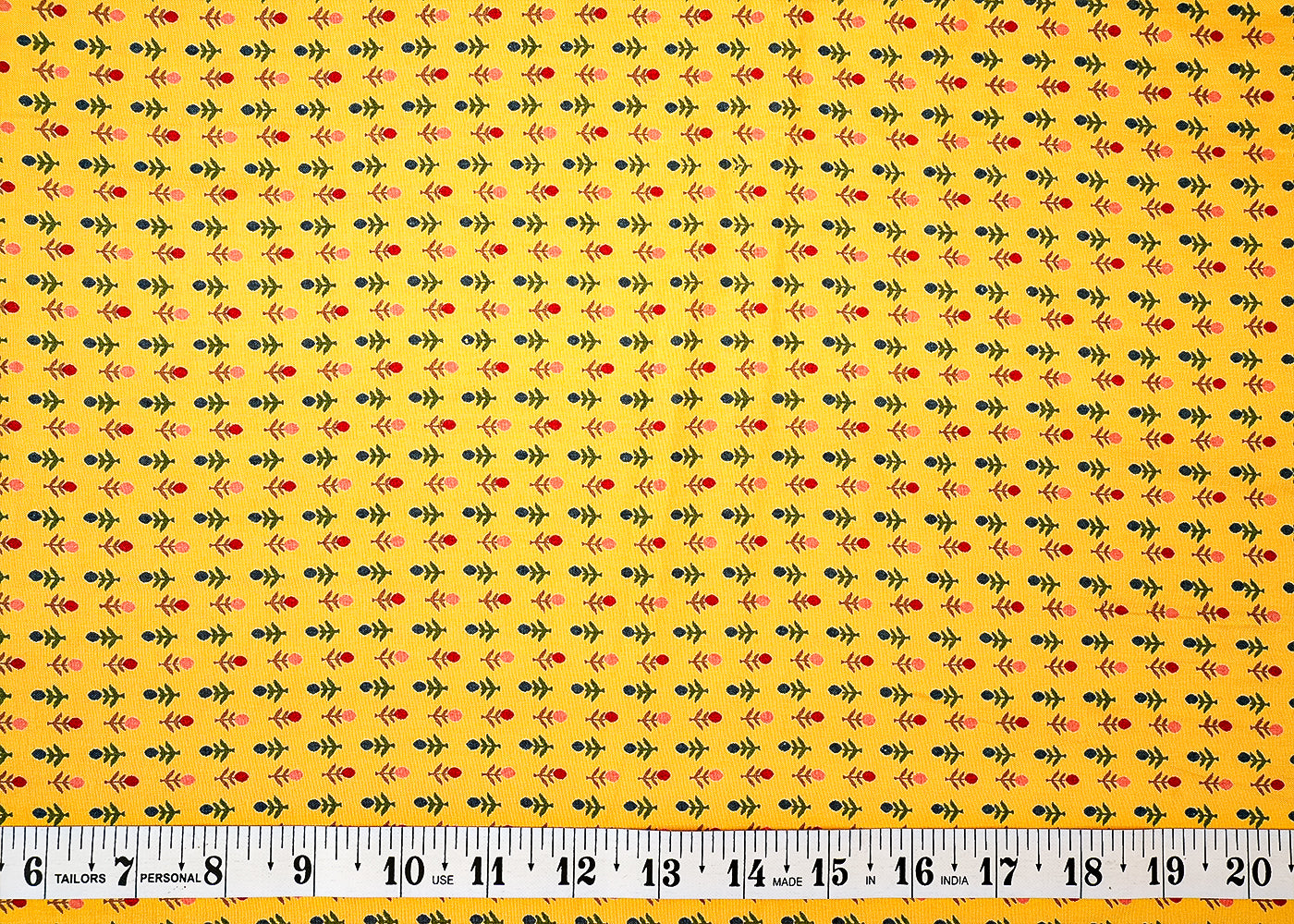 Yellow Muslin Fabric with Allover Floral Print 14107