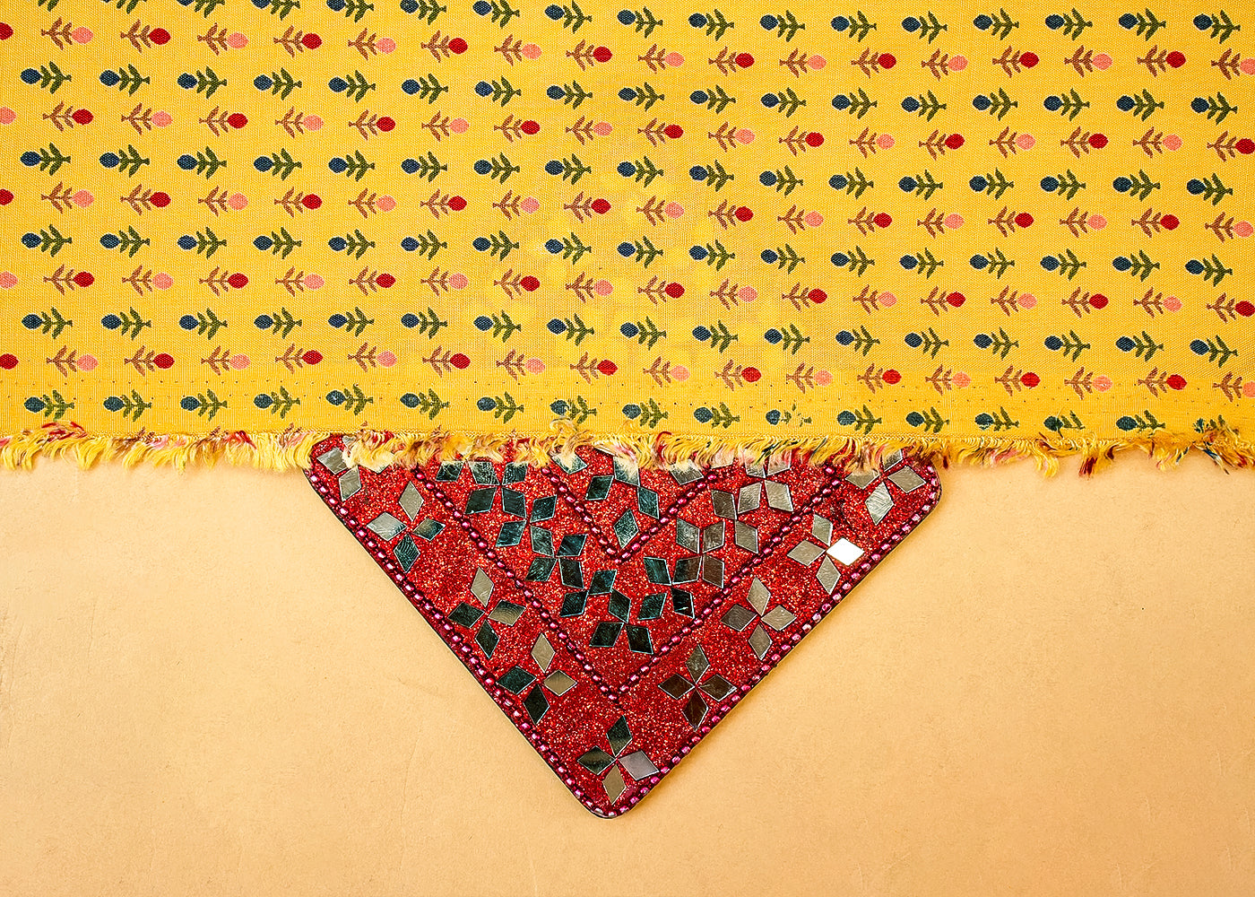 Yellow Muslin Fabric with Allover Floral Print 14107