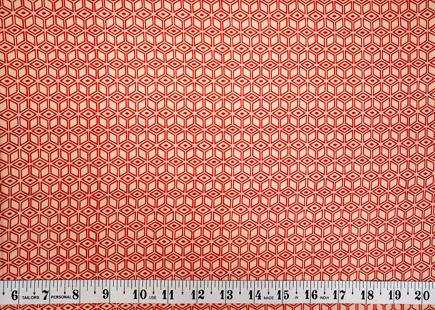 Cream Muslin Fabric with Allover Geometric Print 14108