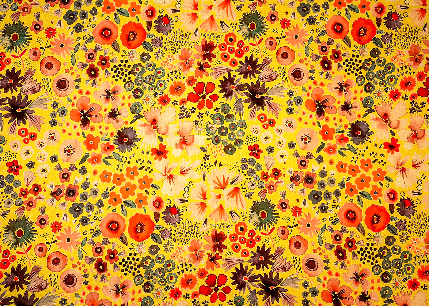 Yellow Chinon Chiffon Fabric with Allover Floral Pattern 14113