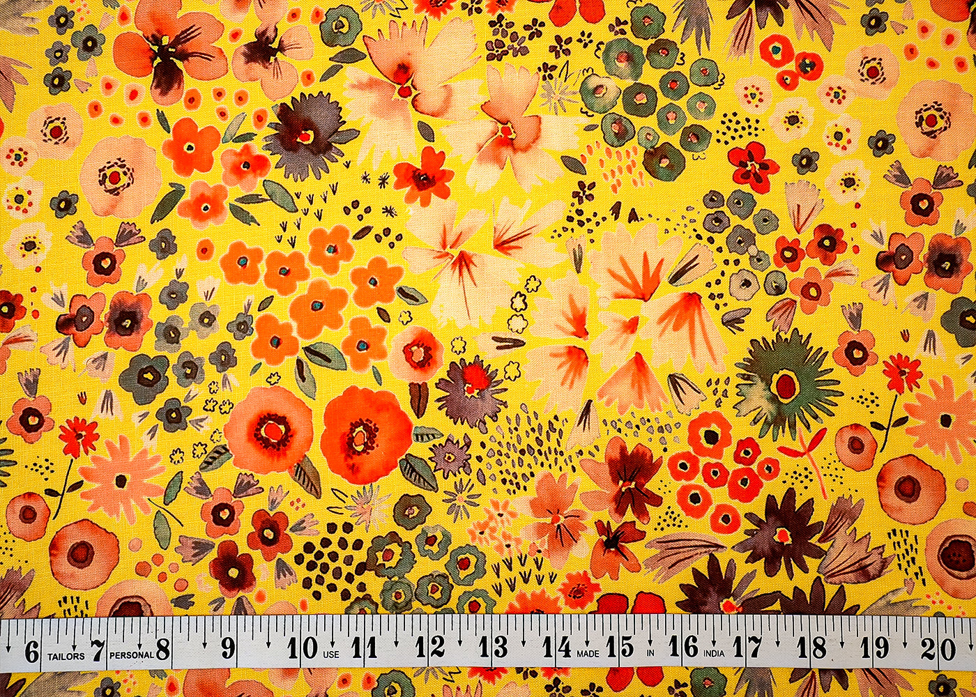 Yellow Chinon Chiffon Fabric with Allover Floral Pattern 14113
