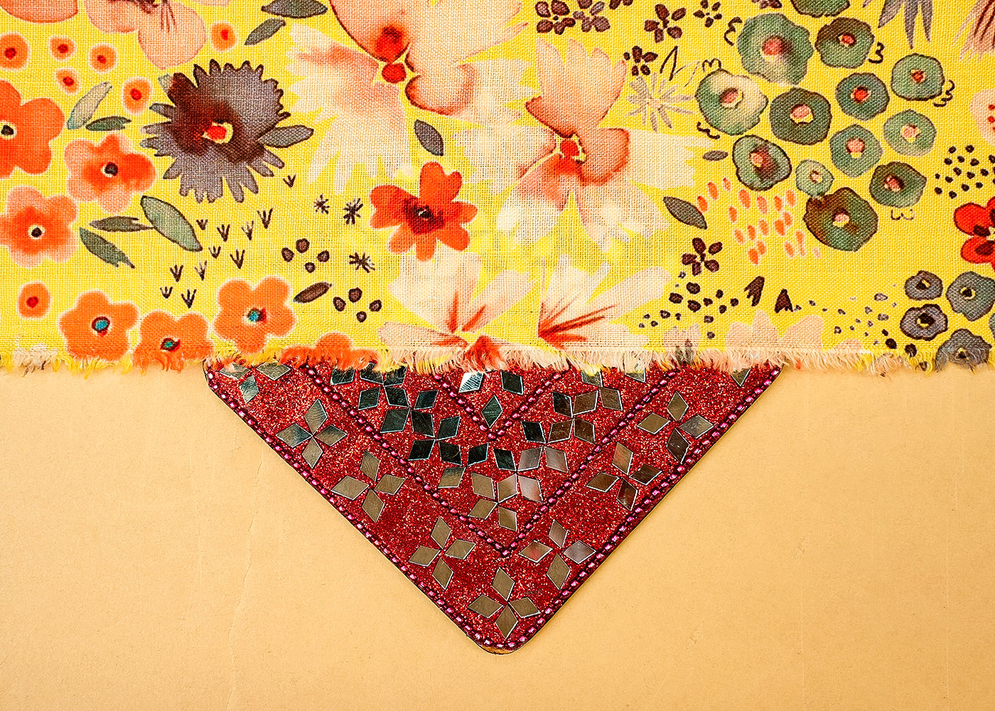 Yellow Chinon Chiffon Fabric with Allover Floral Pattern 14113