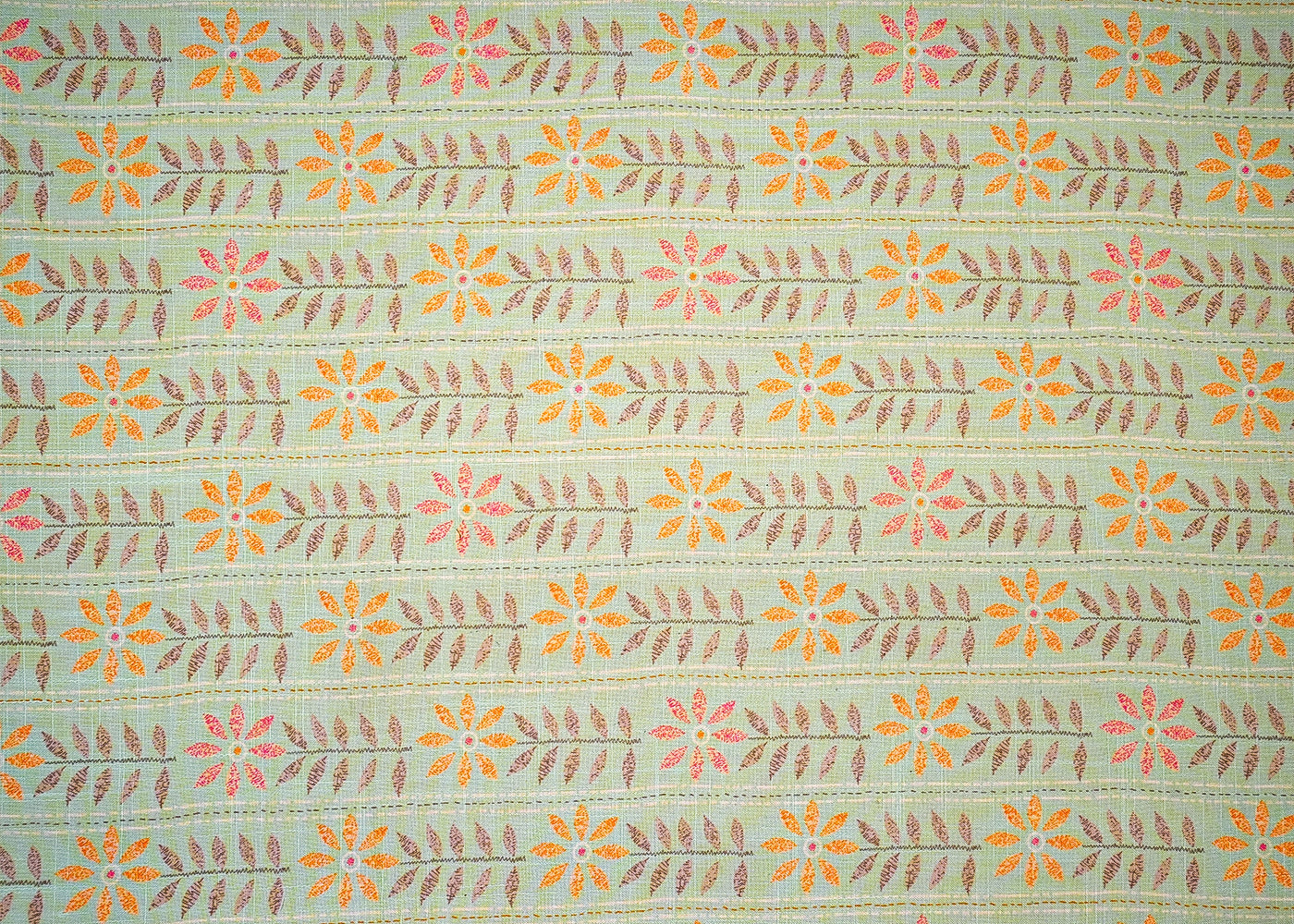 Sky Blue Chinon Chiffon Fabric with Allover Floral Motif and Stripes 14114