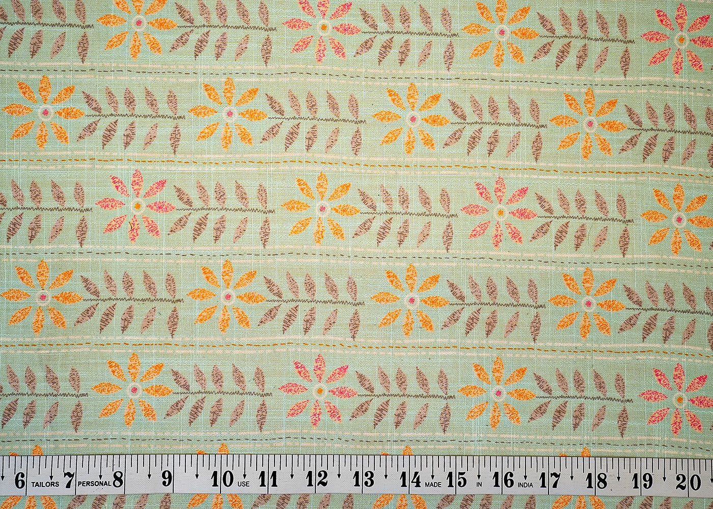Sky Blue Chinon Chiffon Fabric with Allover Floral Motif and Stripes 14114