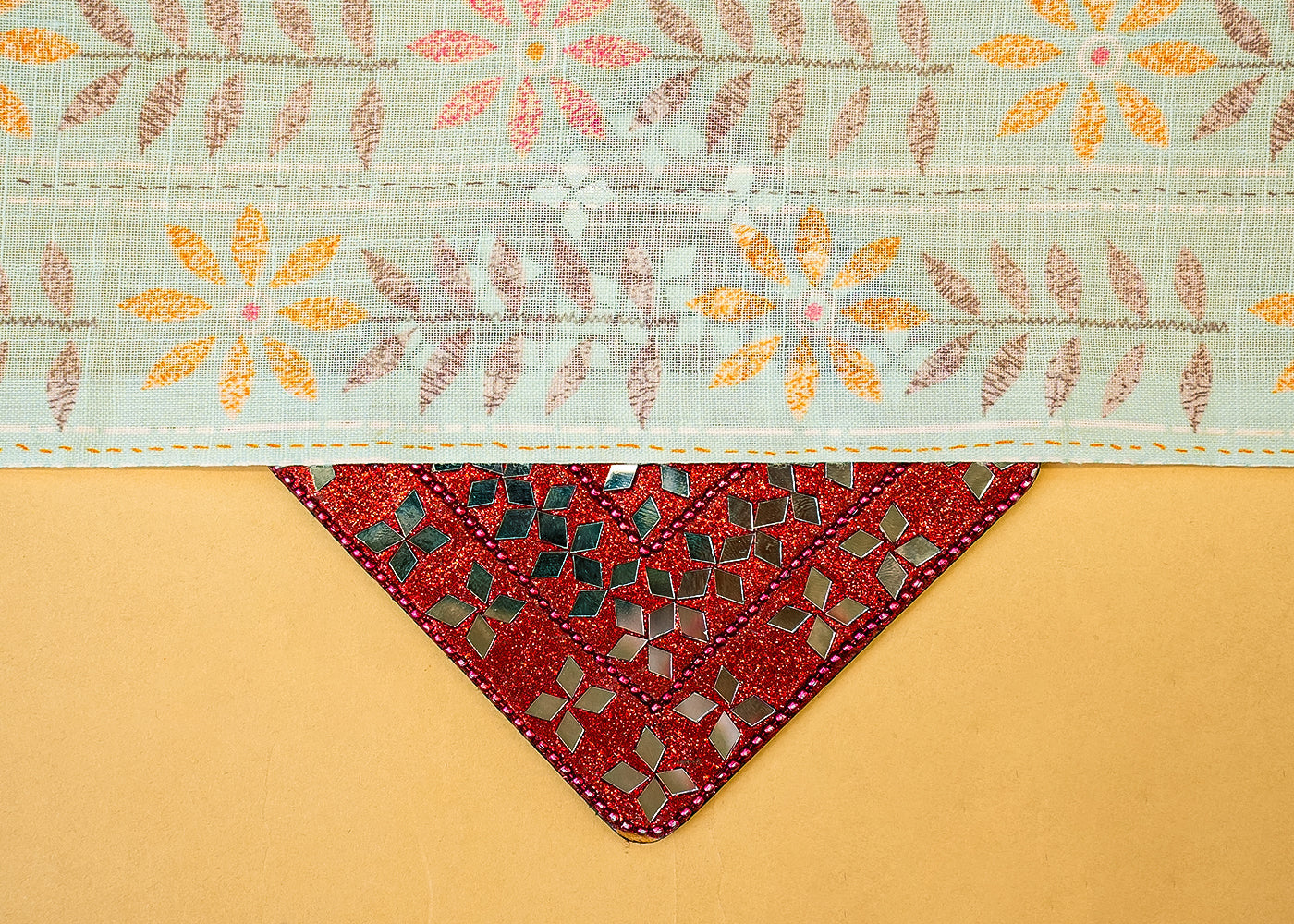 Sky Blue Chinon Chiffon Fabric with Allover Floral Motif and Stripes 14114