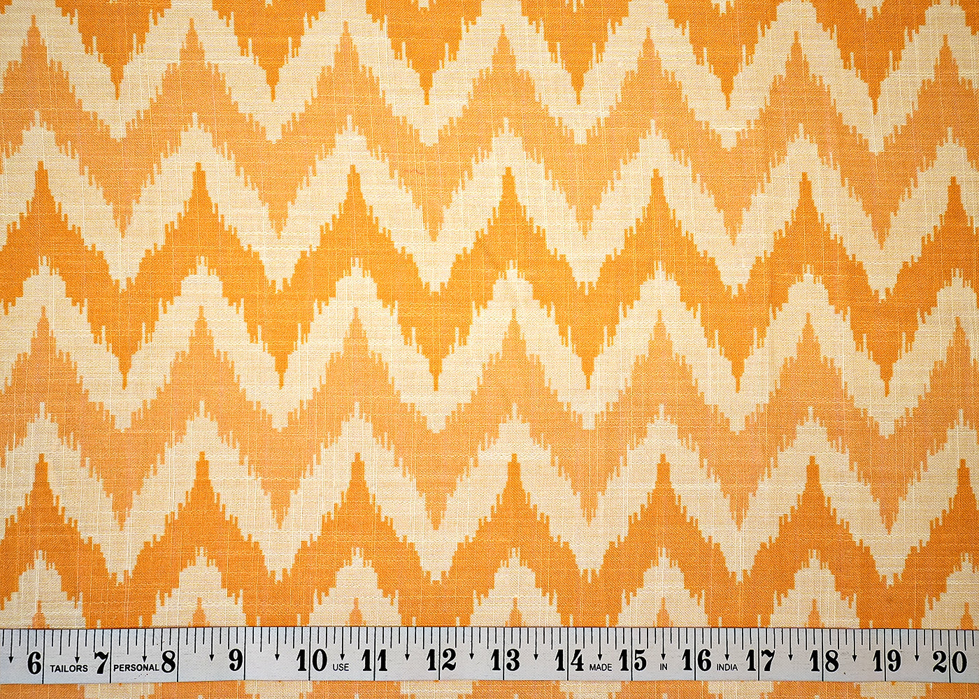 Light Yellow Cotton Linen Fabric with Allover Zig Zag Pattern 14115