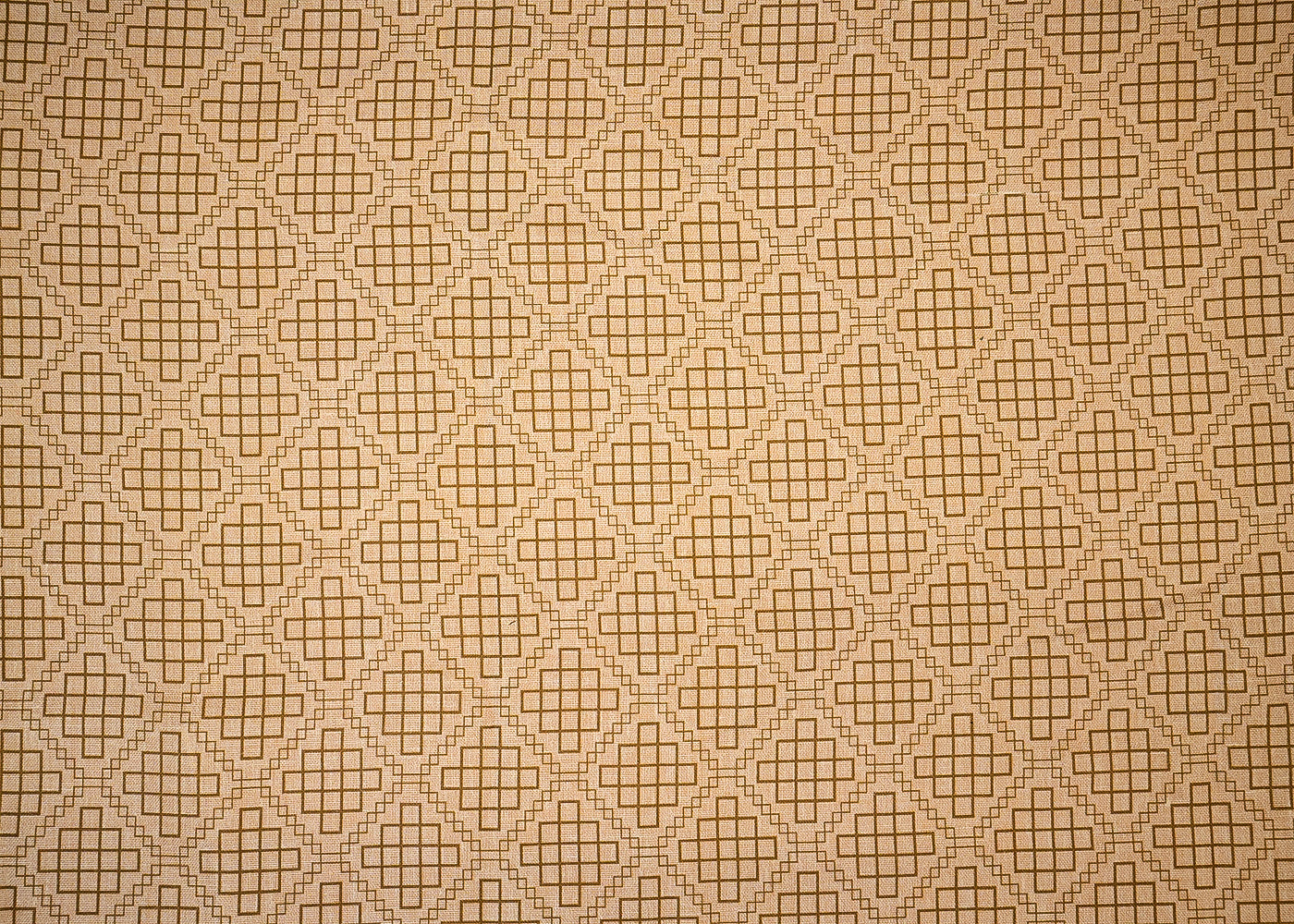 Beige Cotton Linen Fabric with Allover Geometric Motifs in Check Pattern 14118