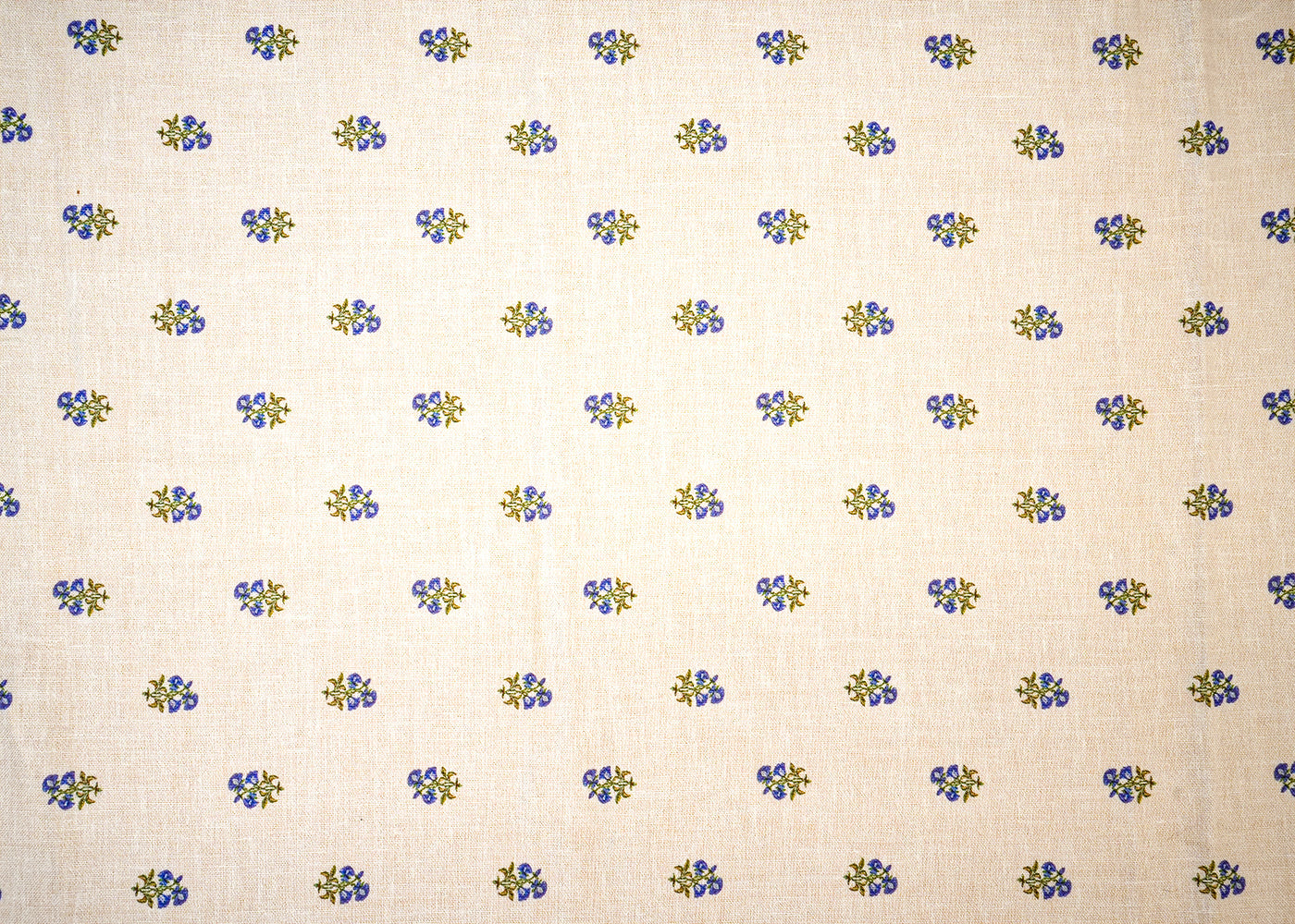 Off White Cotton Linen Fabric with Allover Small Floral Print 14122