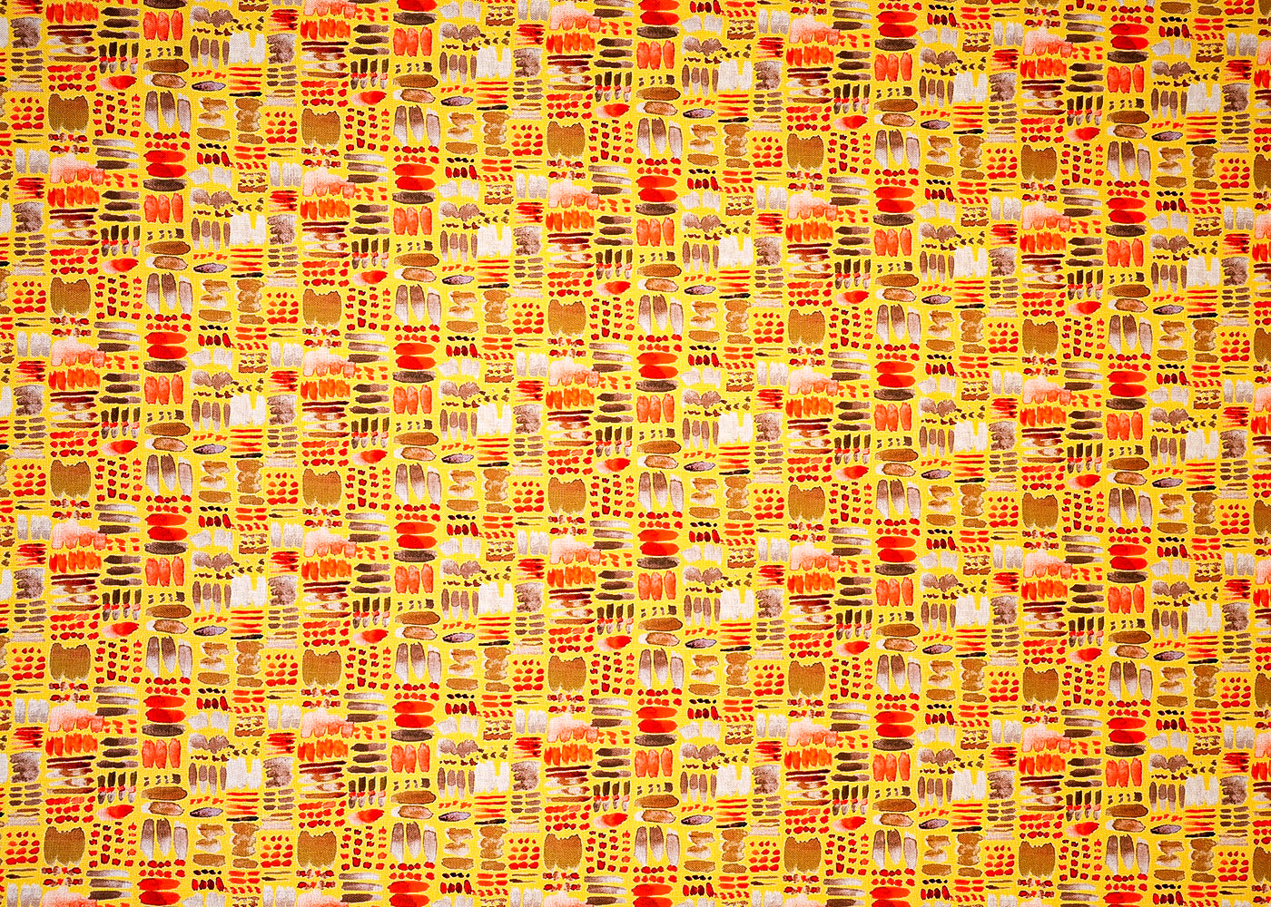 Yellow Cotton Linen Fabric with Allover Abstract Pattern 14123