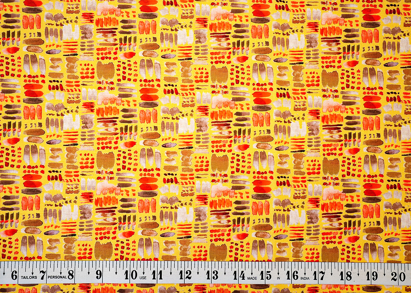 Yellow Cotton Linen Fabric with Allover Abstract Pattern 14123