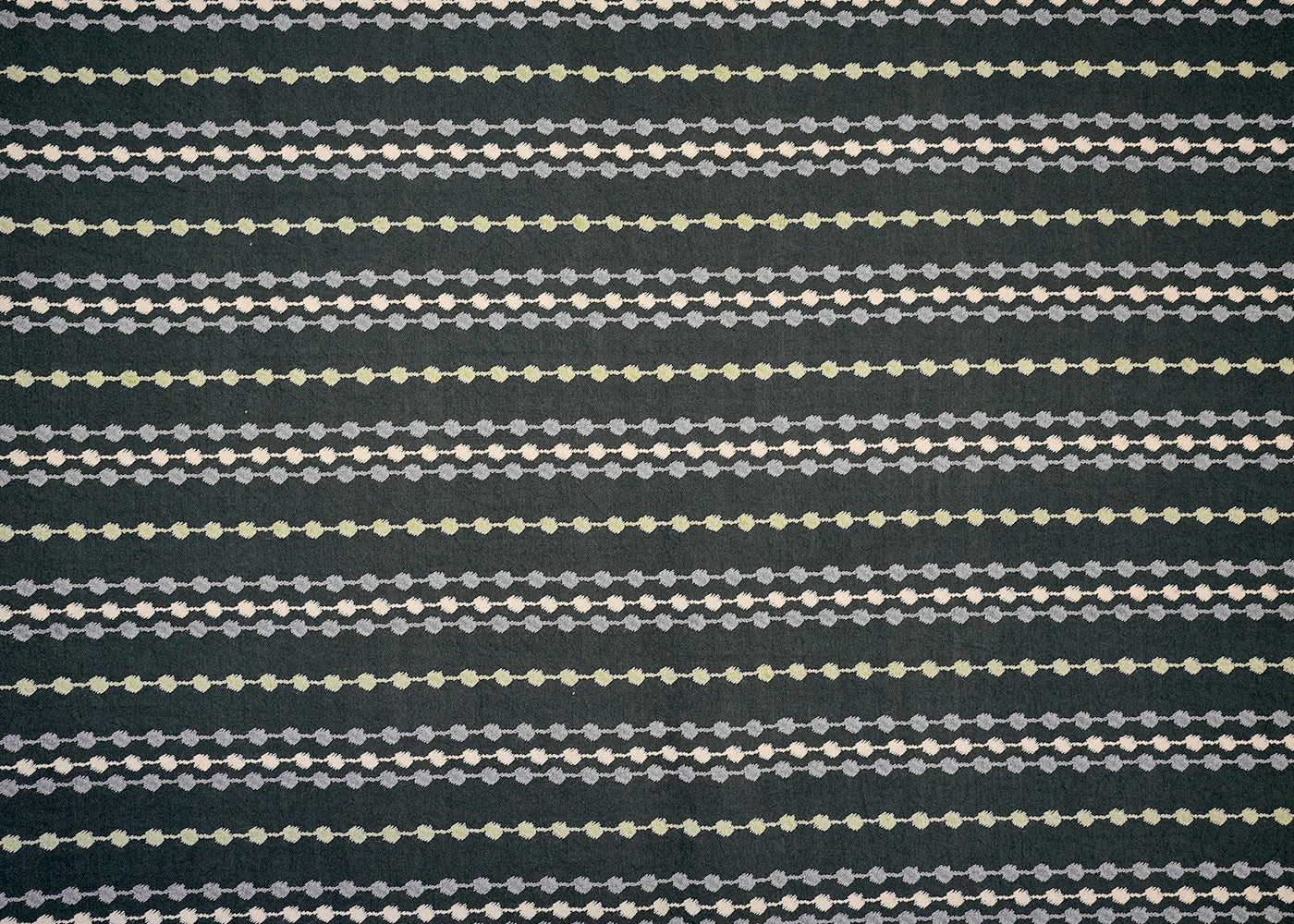 Dark Grey Cotton Linen Fabric with Alternate Lines and Dots 14125